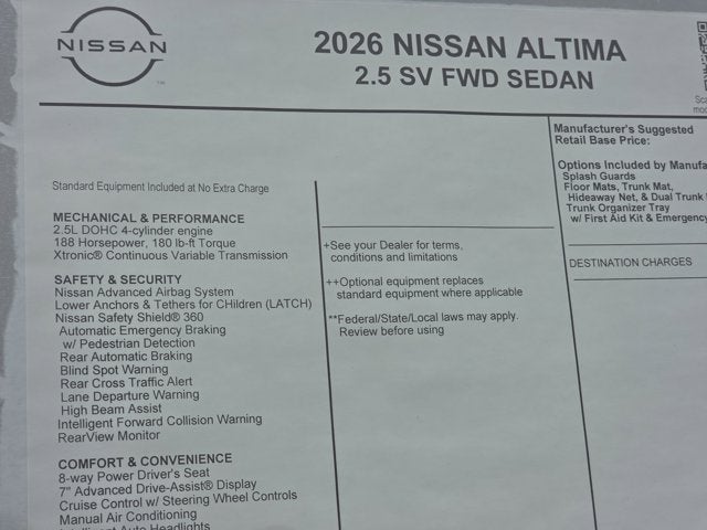 2026 Nissan Altima SV