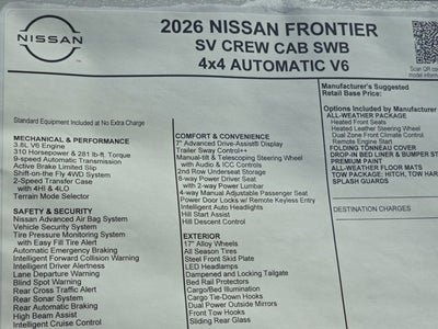 2026 Nissan Frontier SV