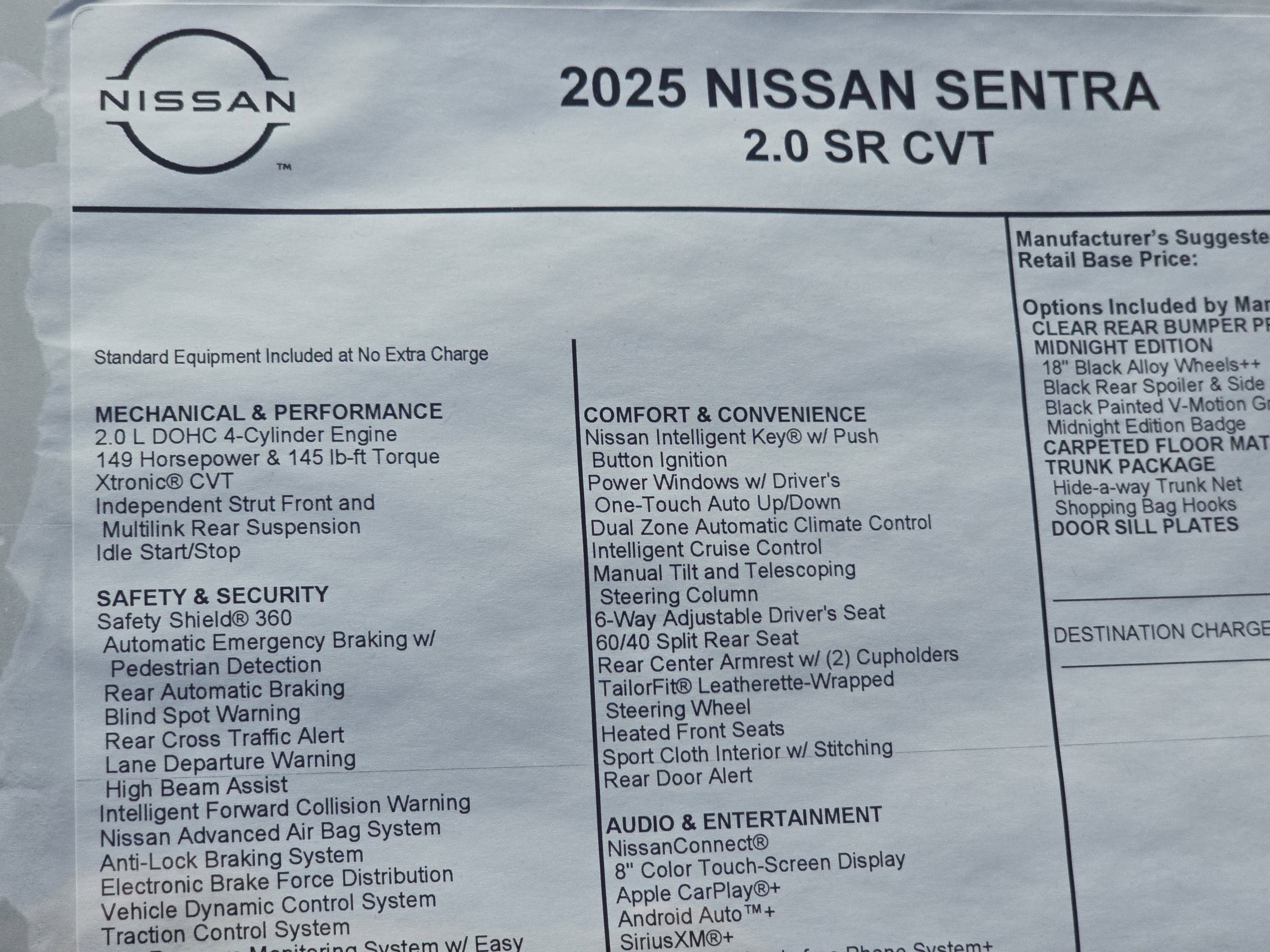 2025 Nissan Sentra SR