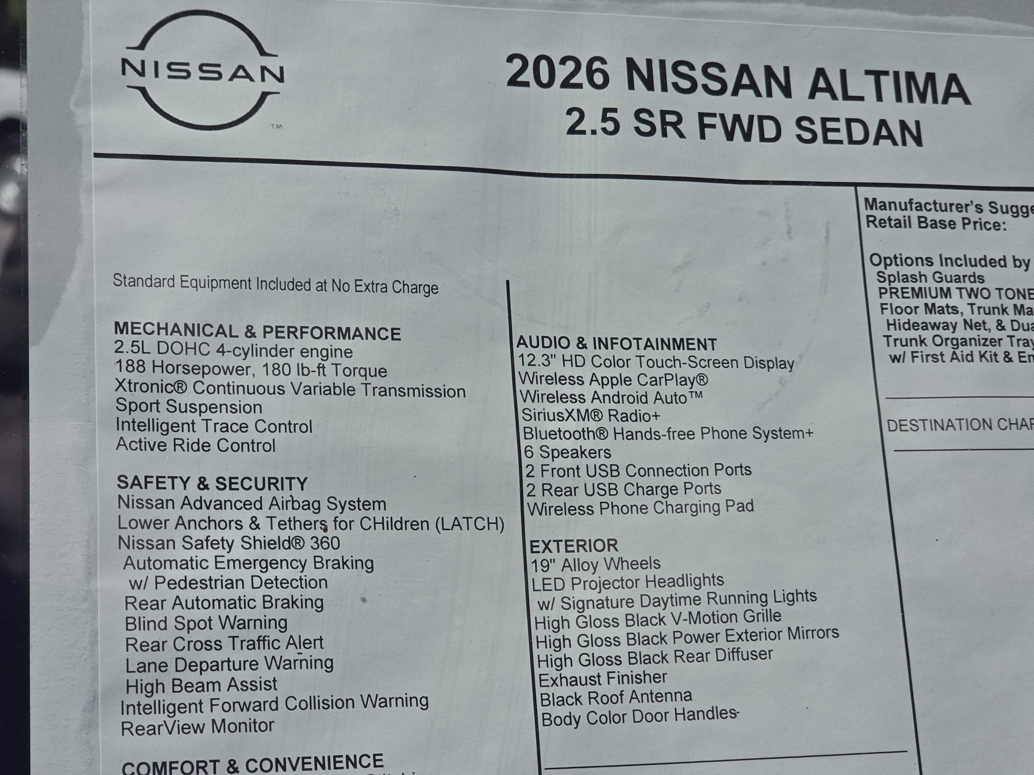 2026 Nissan Altima SR