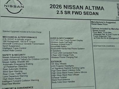 2026 Nissan Altima SR