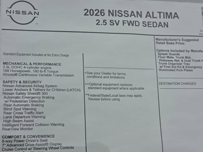 2026 Nissan Altima SV