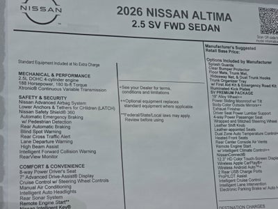 2026 Nissan Altima SV