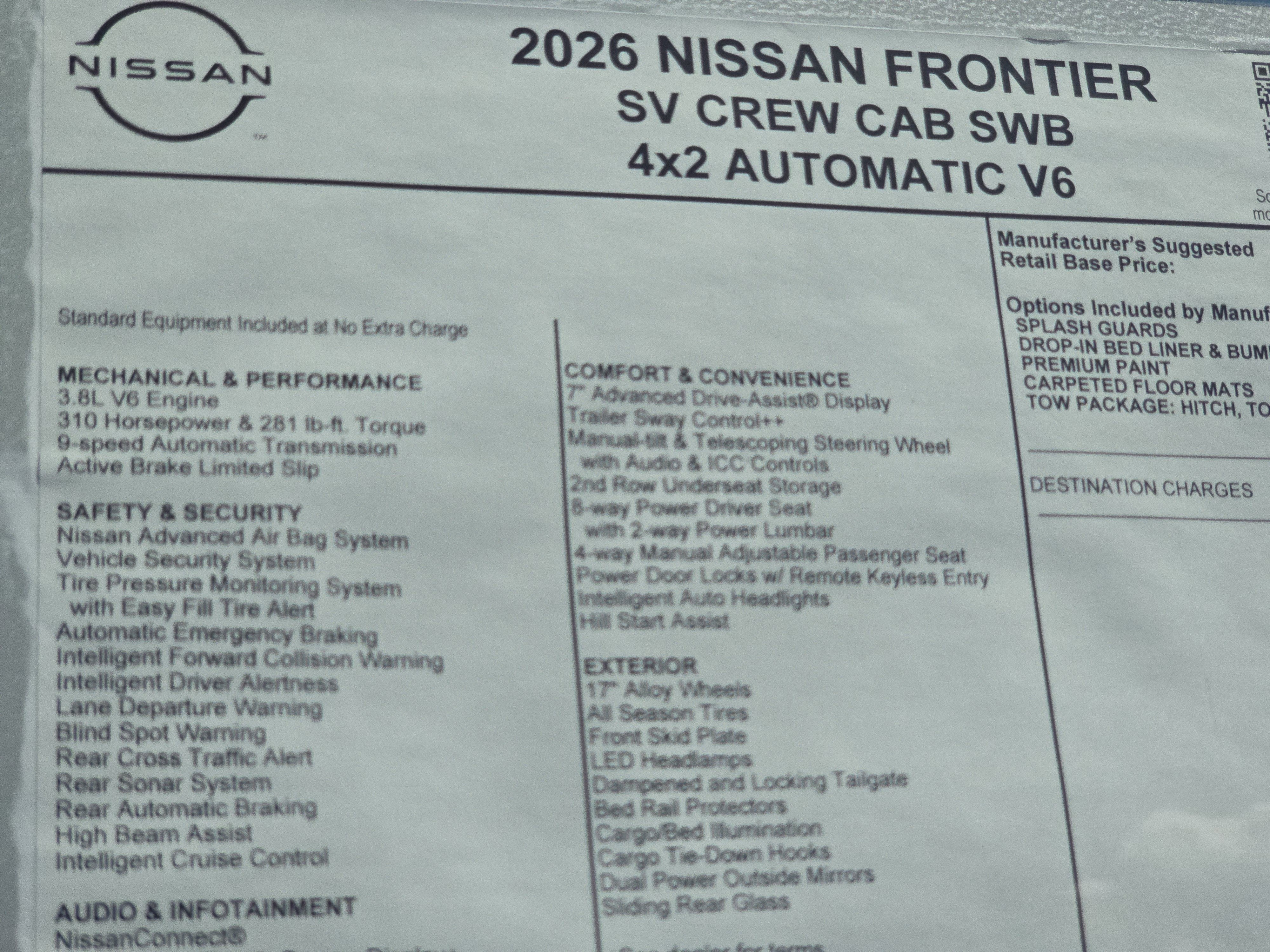 2026 Nissan Frontier SV
