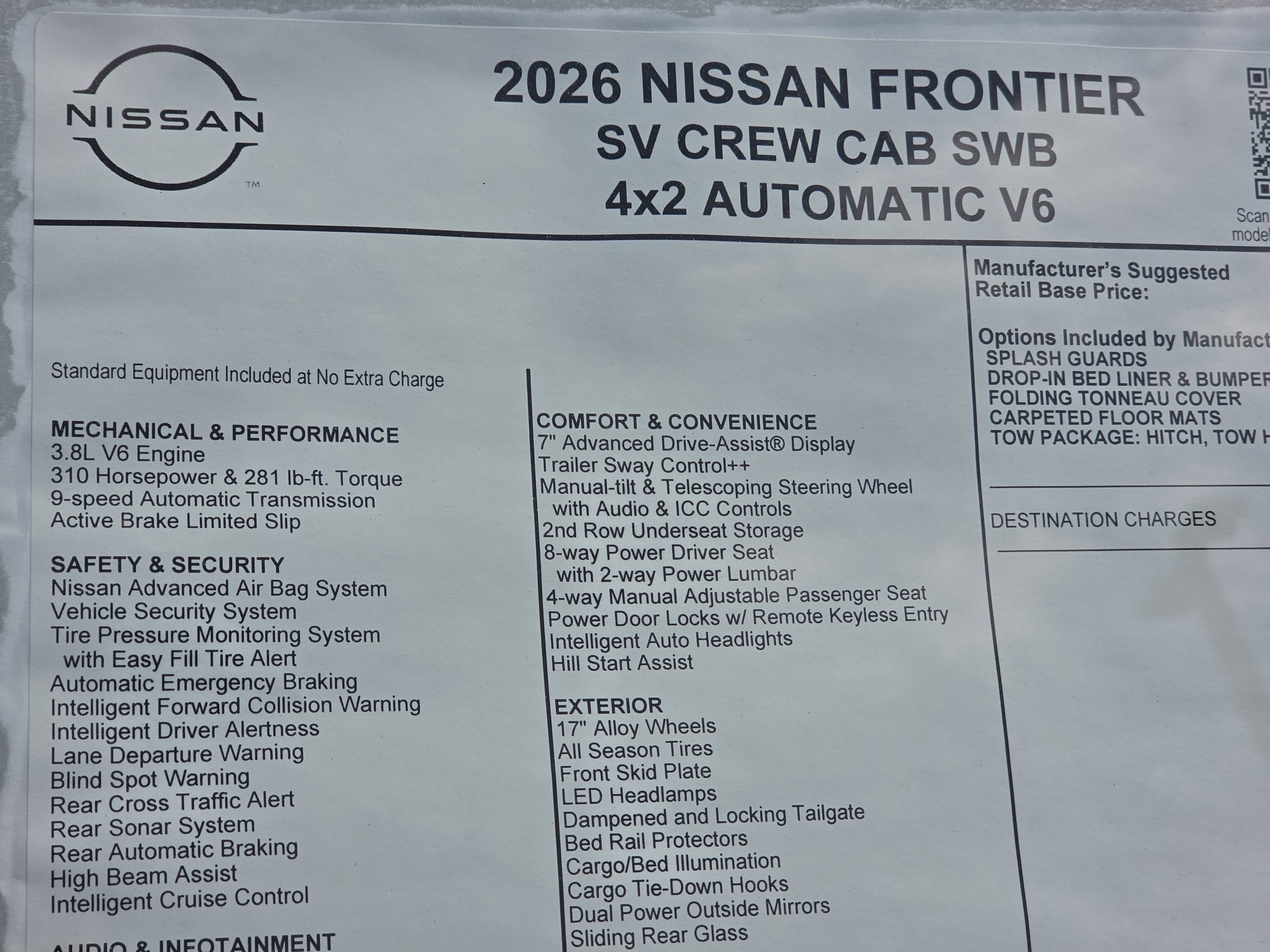 2026 Nissan Frontier SV