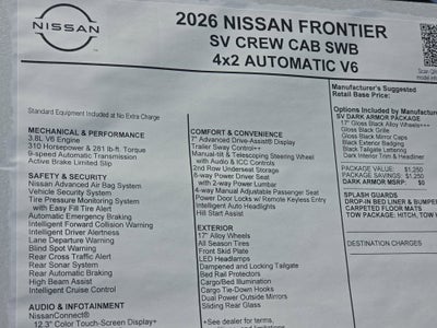2026 Nissan Frontier SV