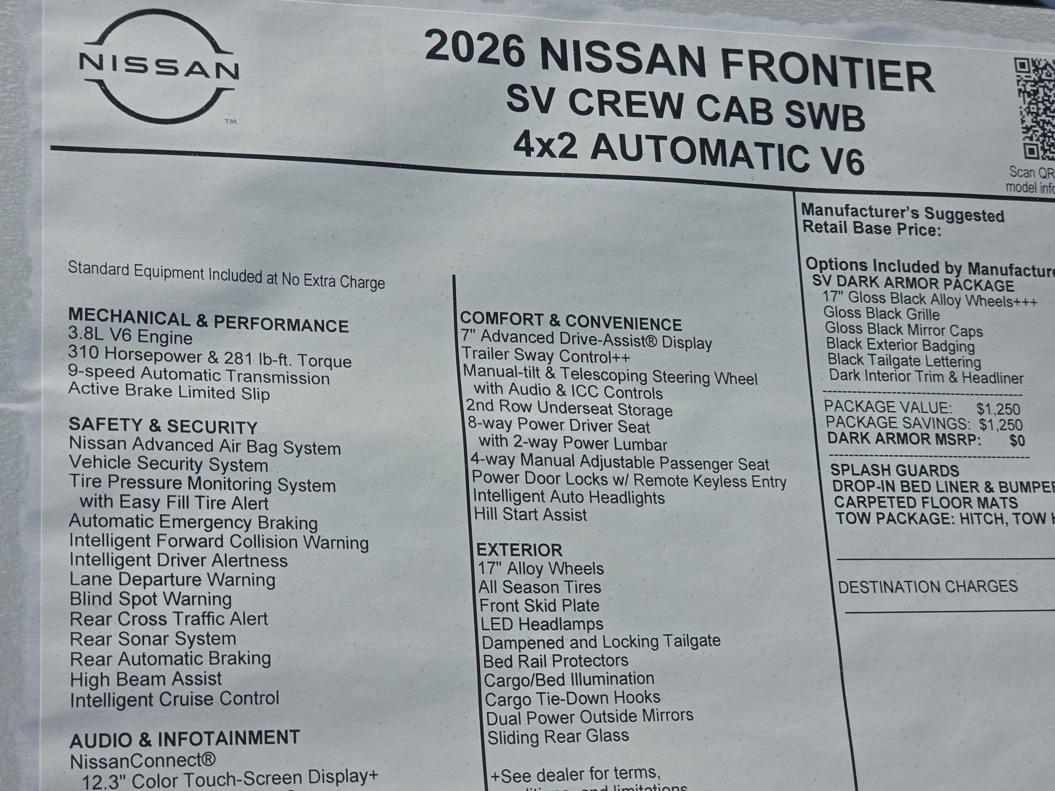 2026 Nissan Frontier SV