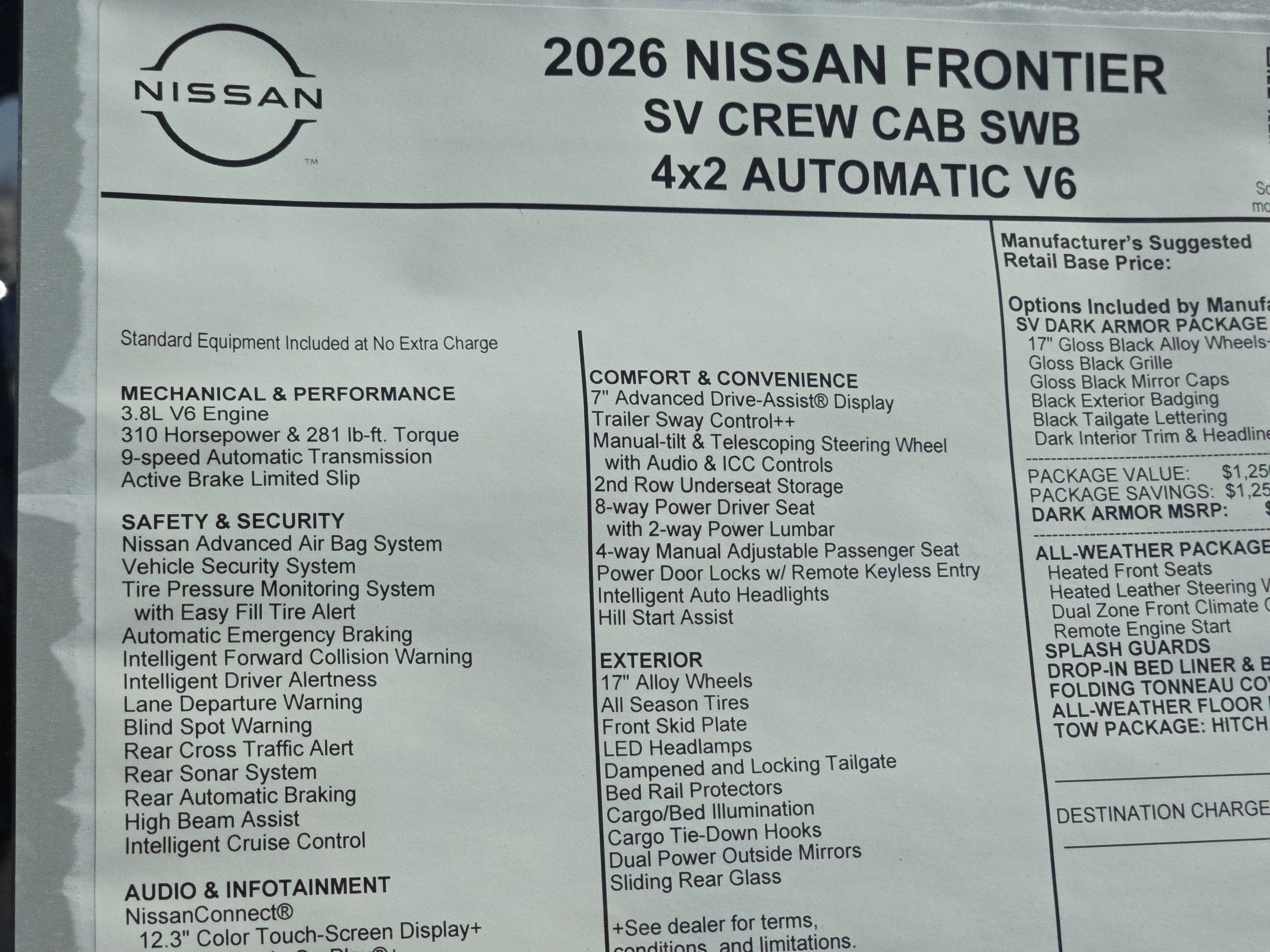 2026 Nissan Frontier SV