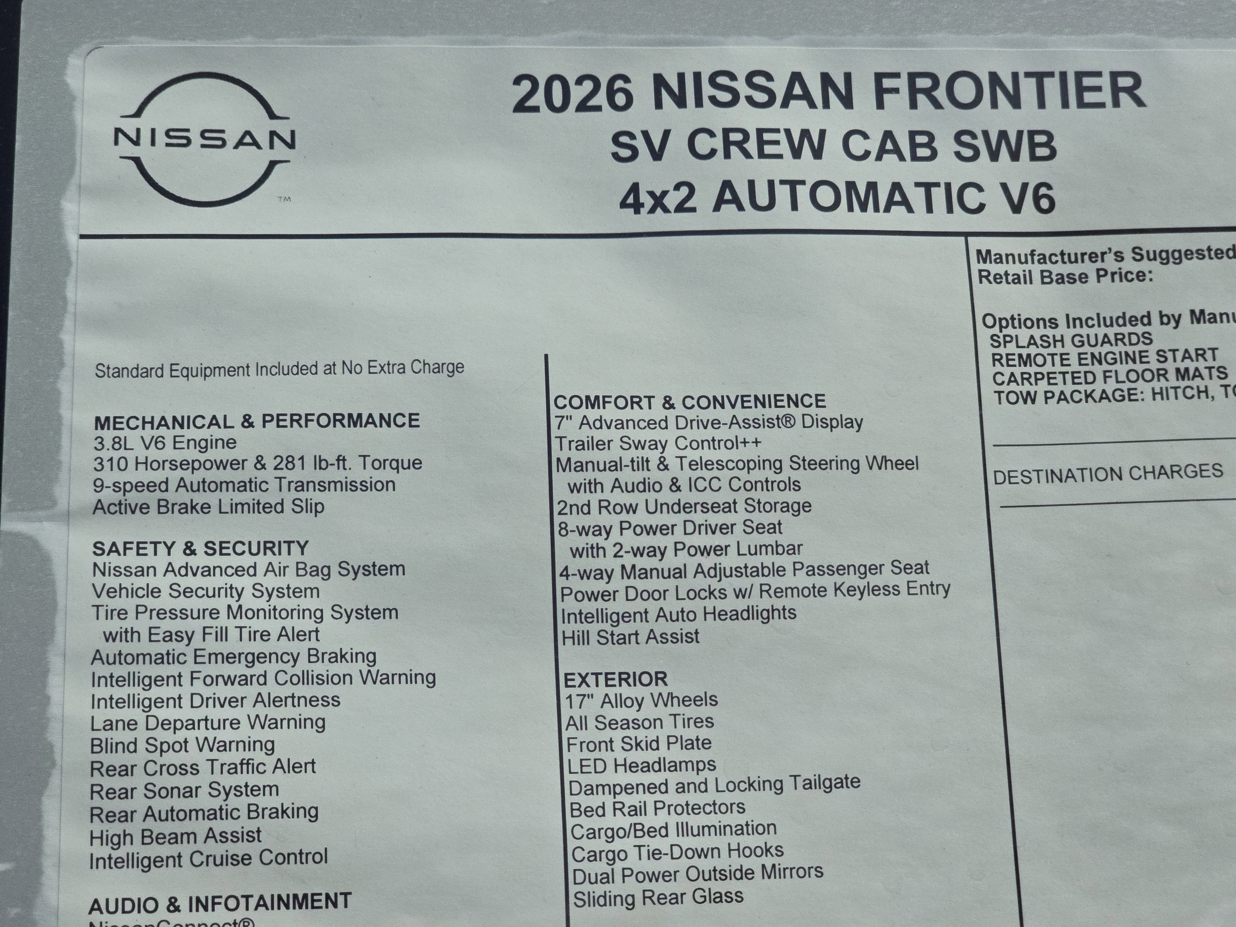 2026 Nissan Frontier SV