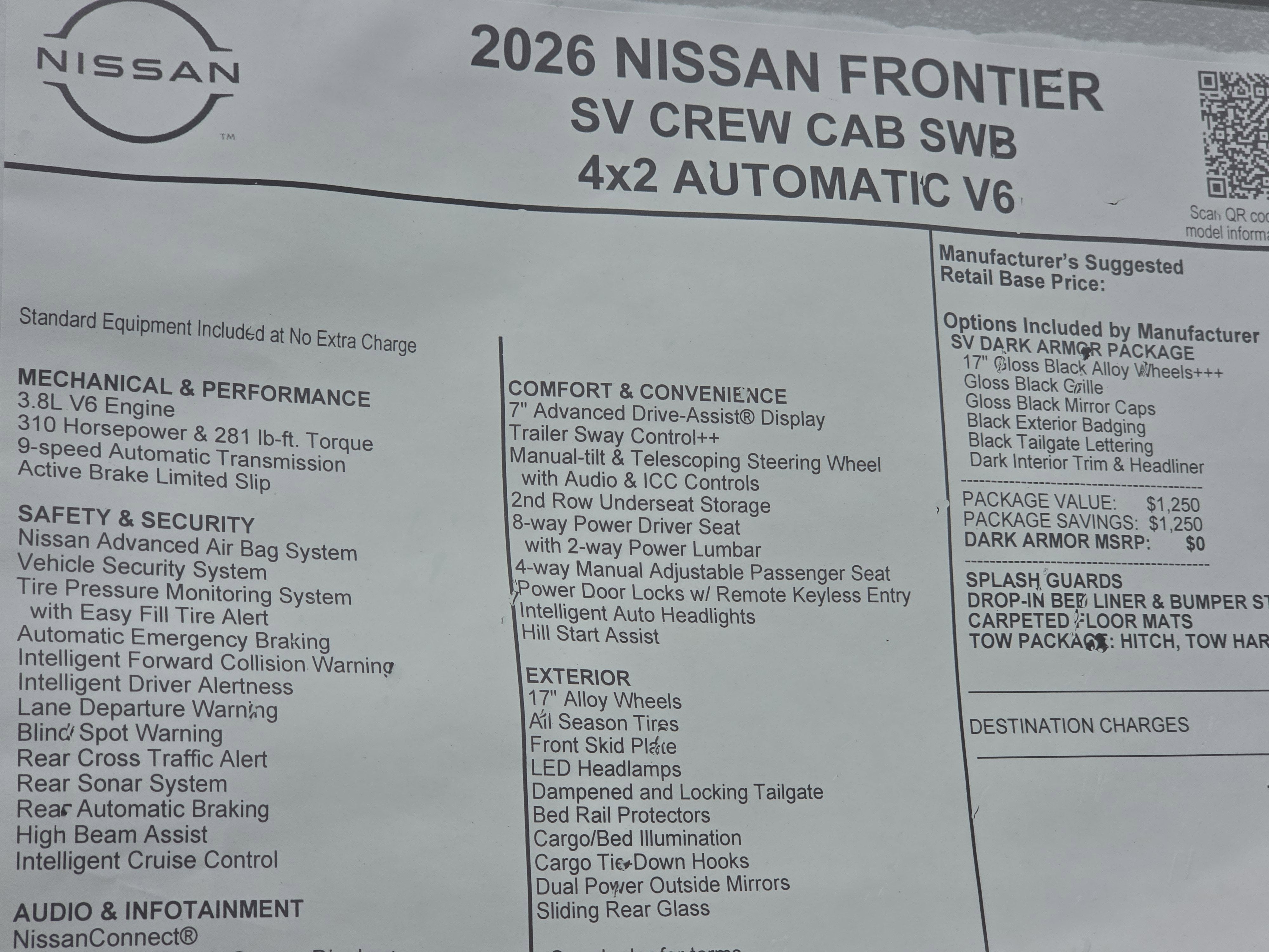 2026 Nissan Frontier SV