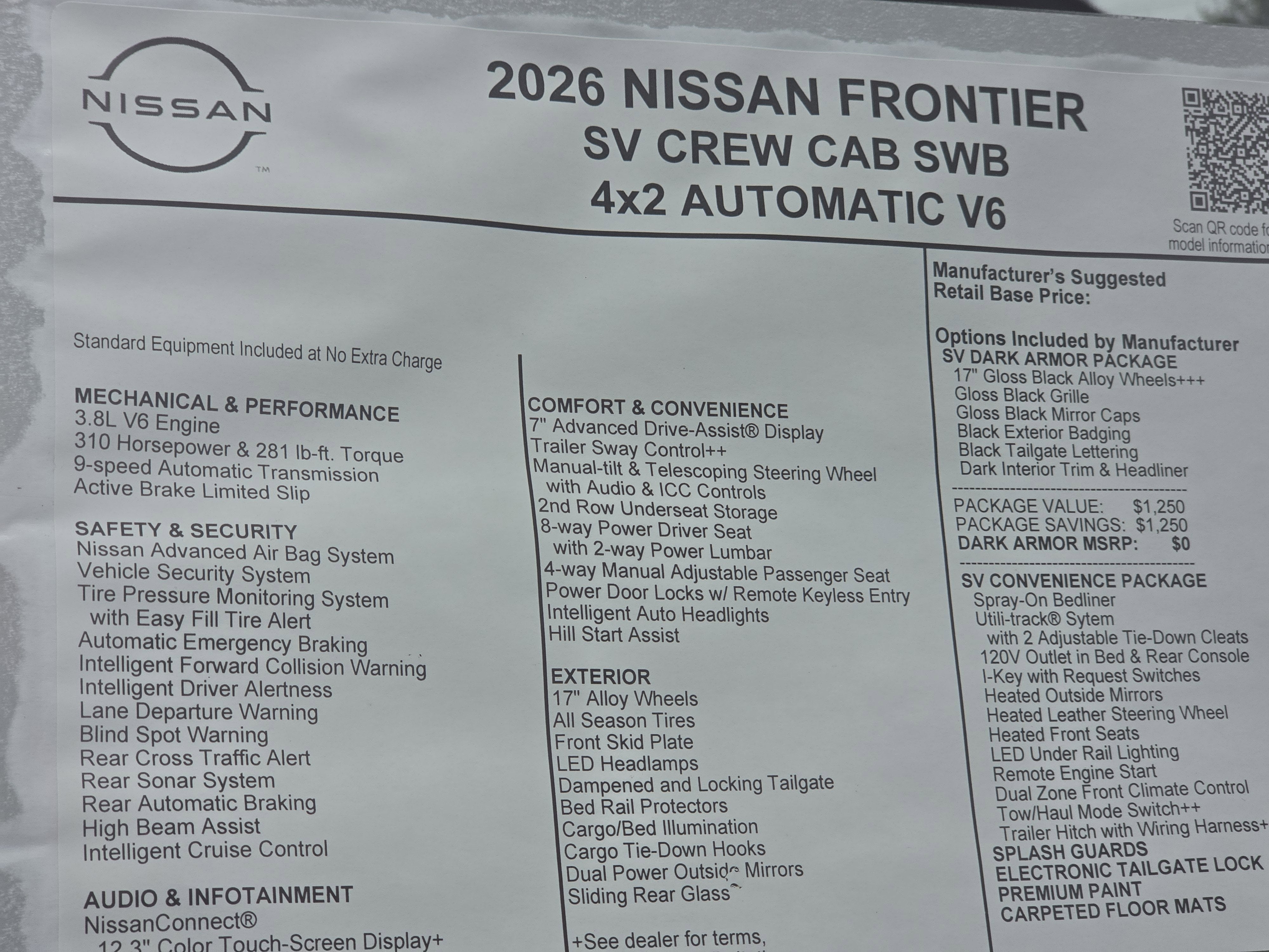 2026 Nissan Frontier SV
