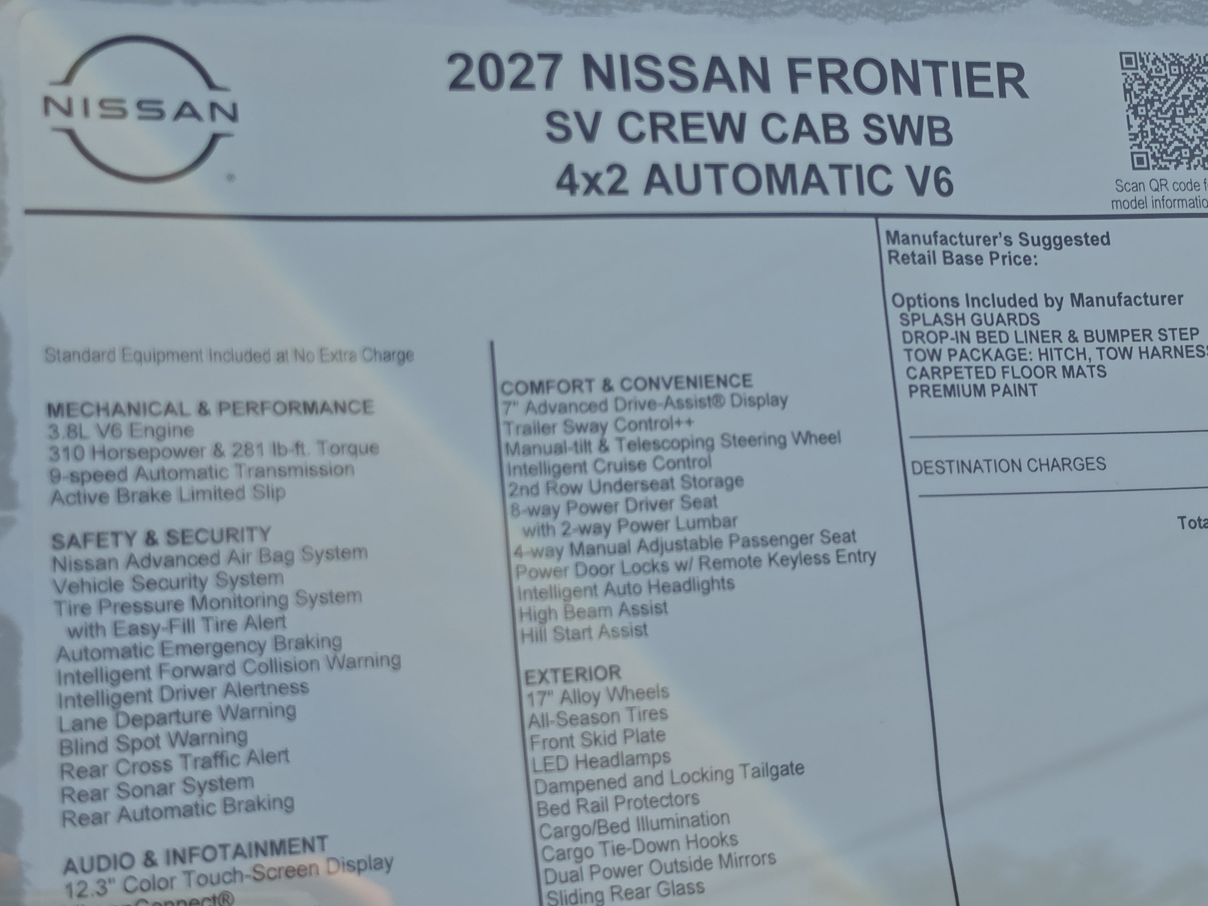 2027 Nissan Frontier SV