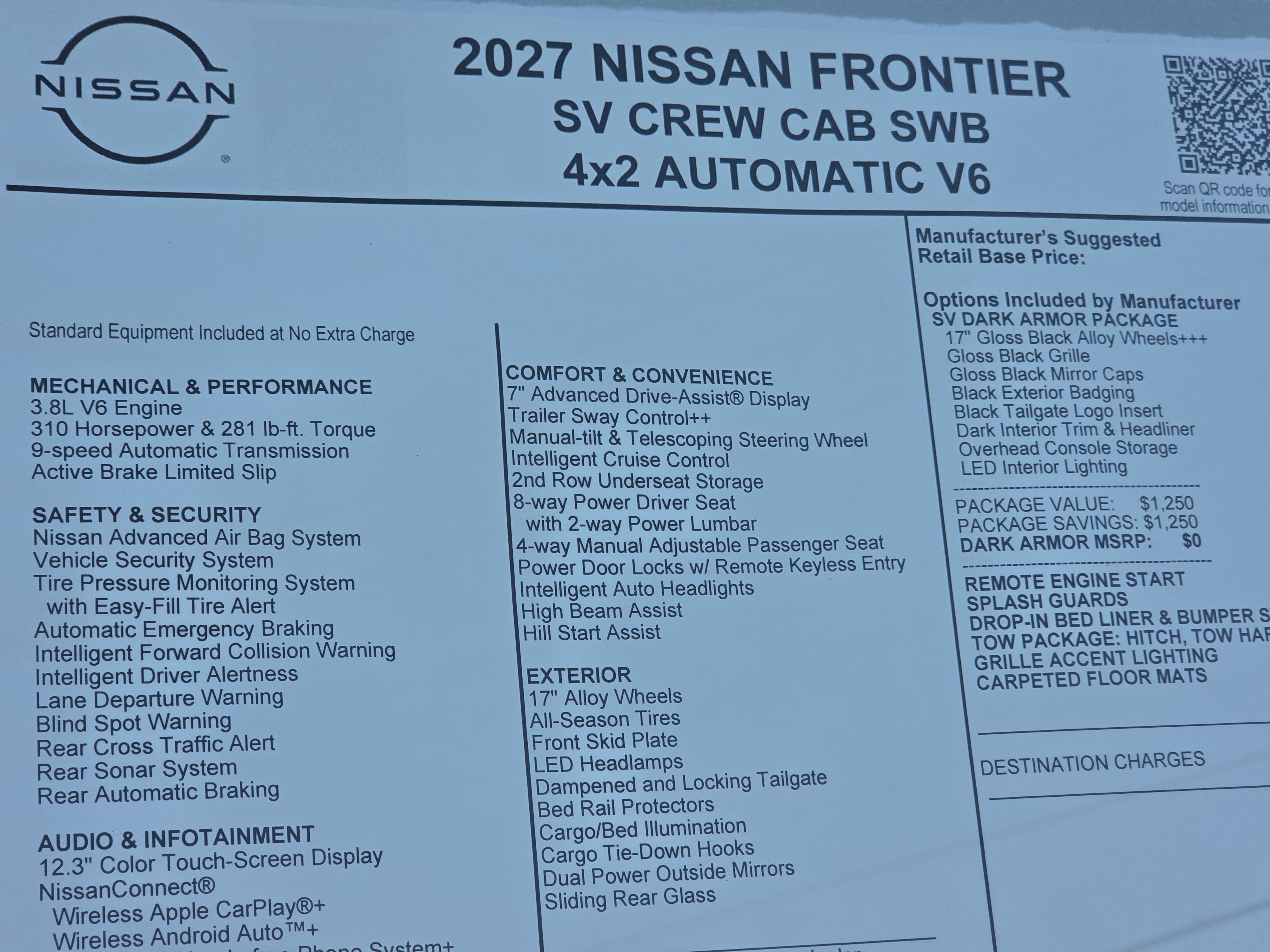 2027 Nissan Frontier SV