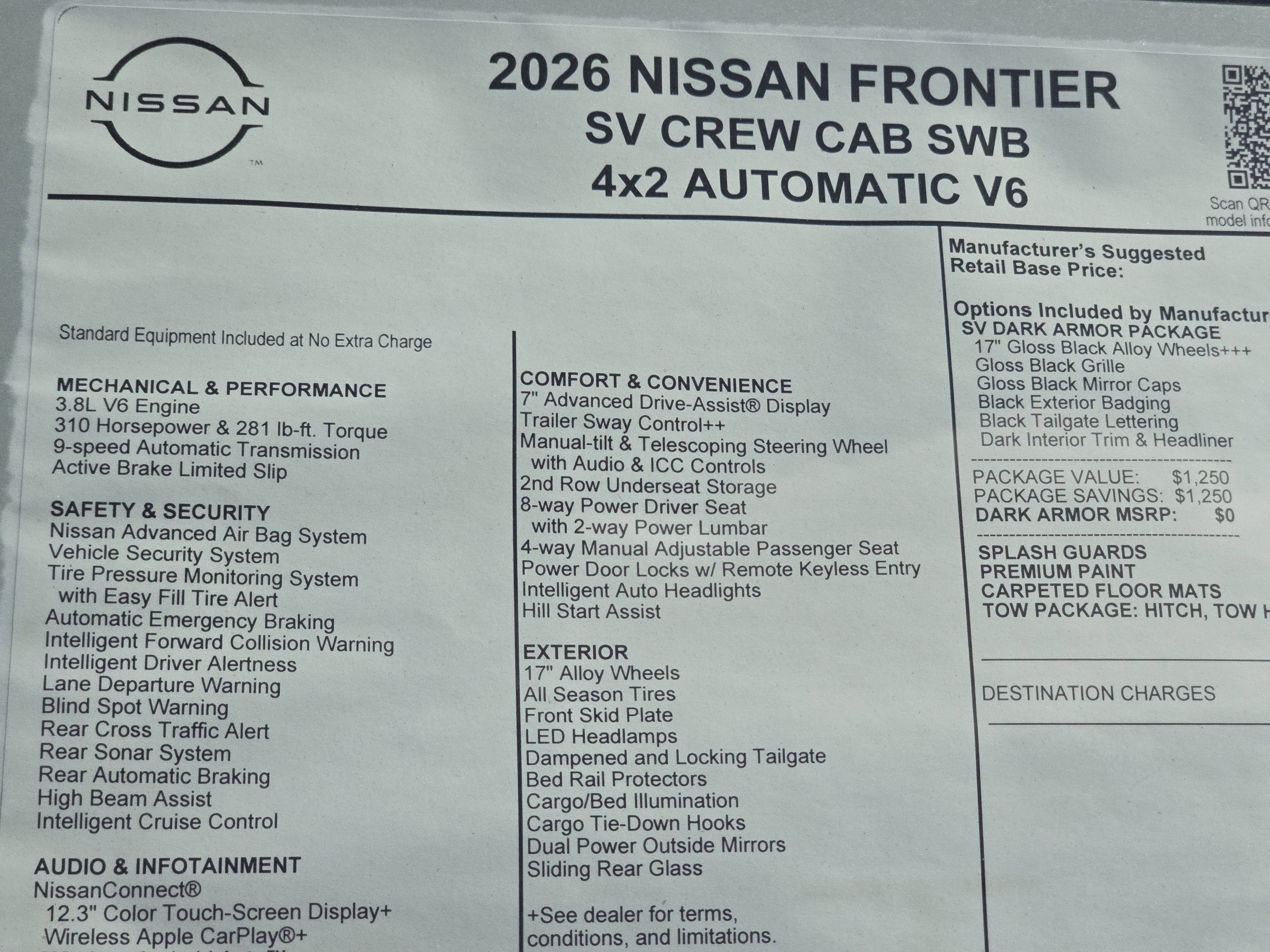 2026 Nissan Frontier SV