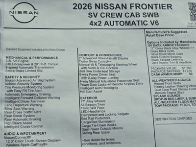 2026 Nissan Frontier SV