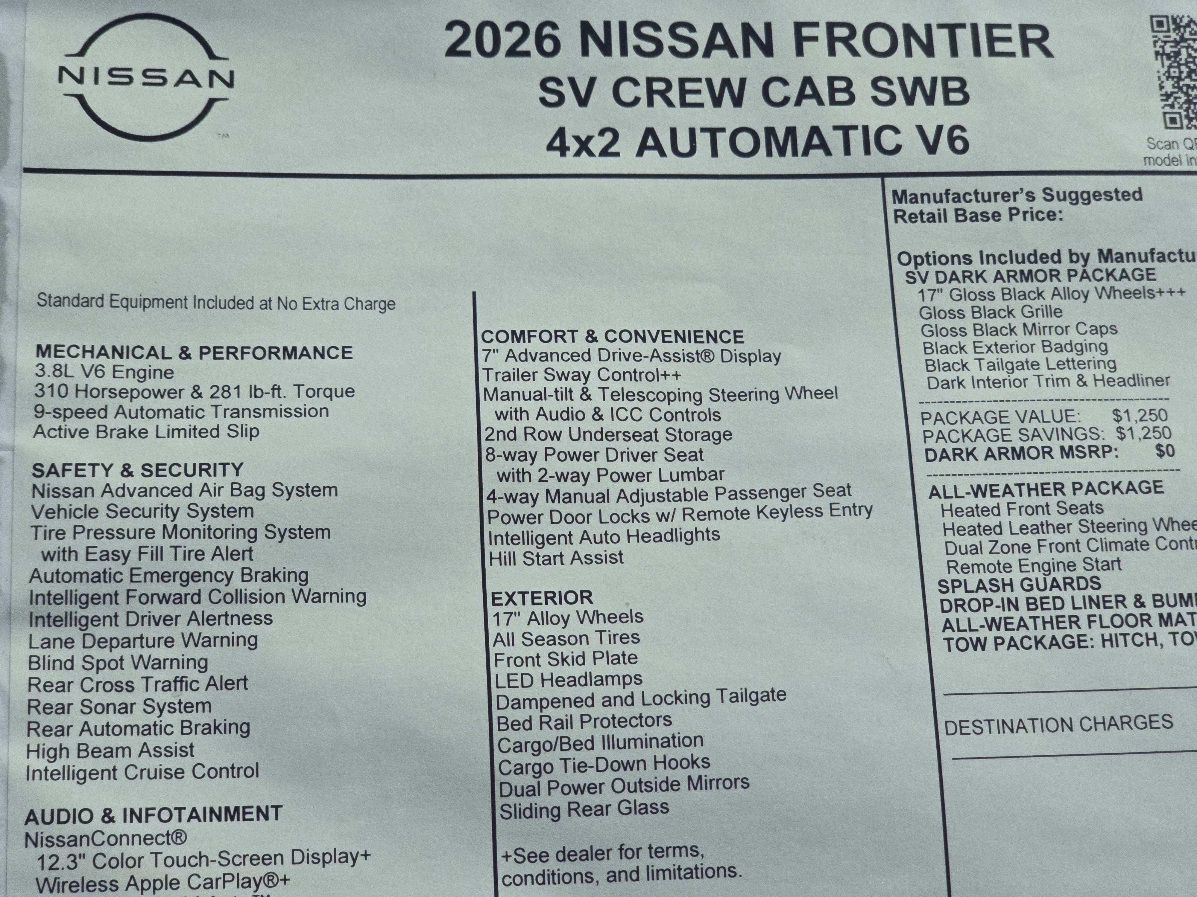 2026 Nissan Frontier SV