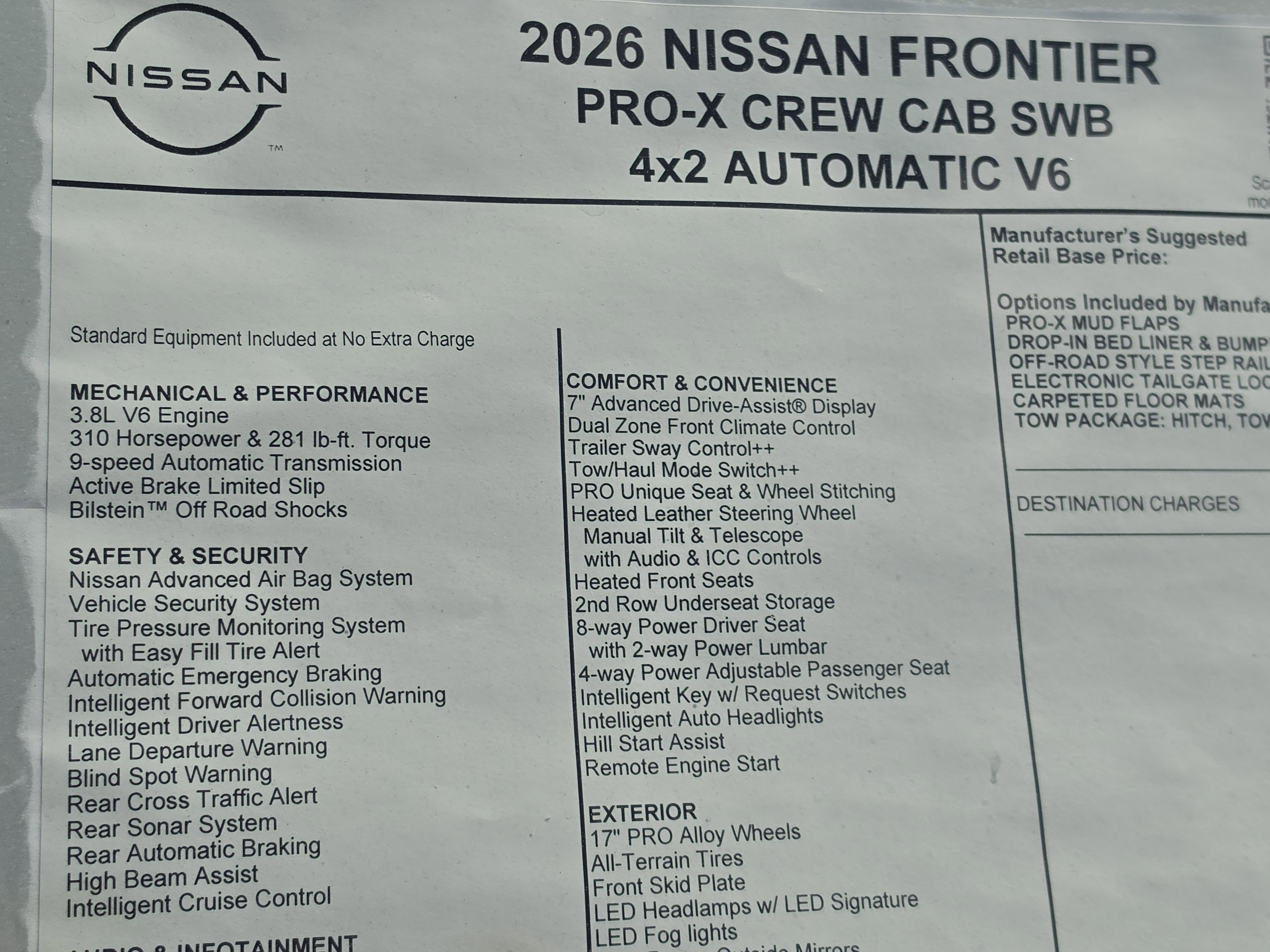 2026 Nissan Frontier PRO-X