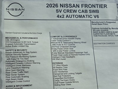 2026 Nissan Frontier SV
