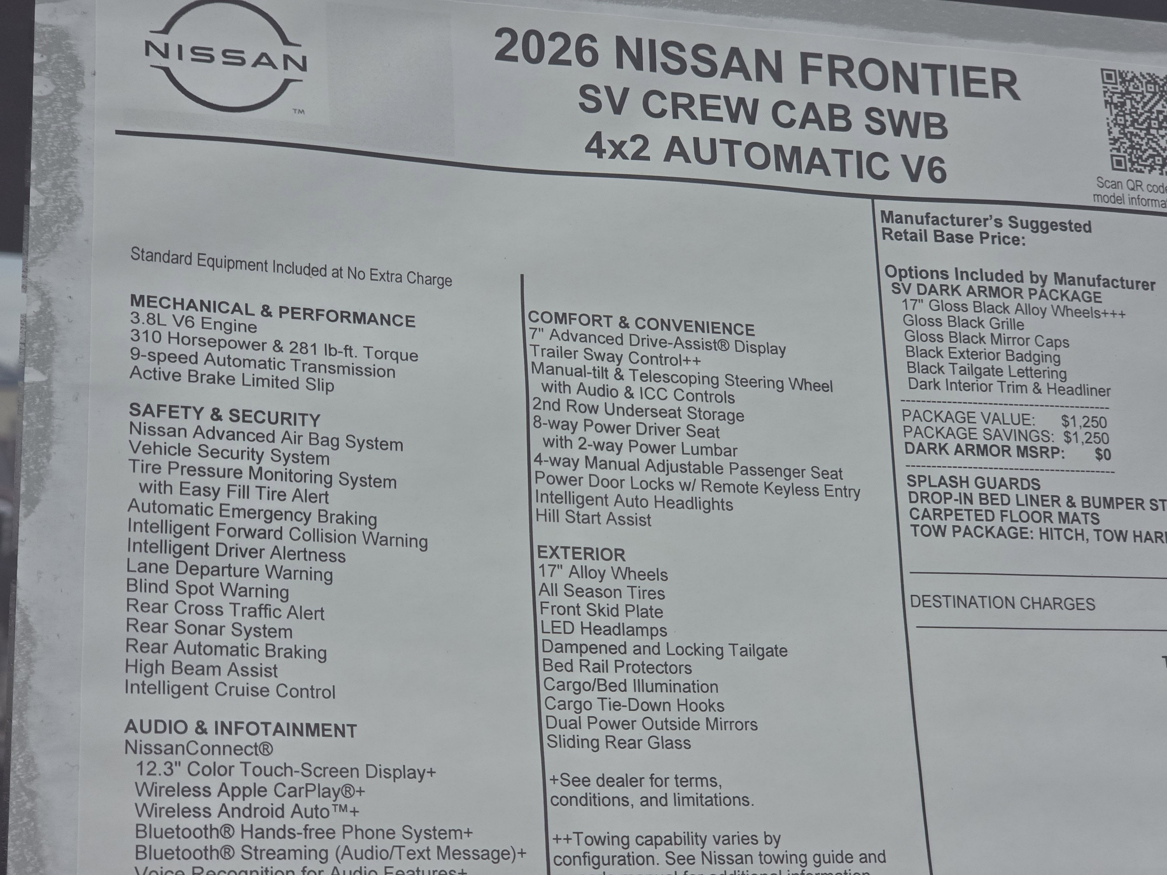 2026 Nissan Frontier SV