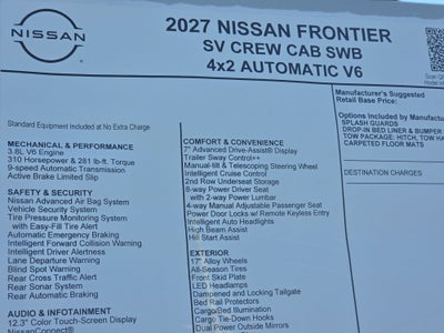 2027 Nissan Frontier SV