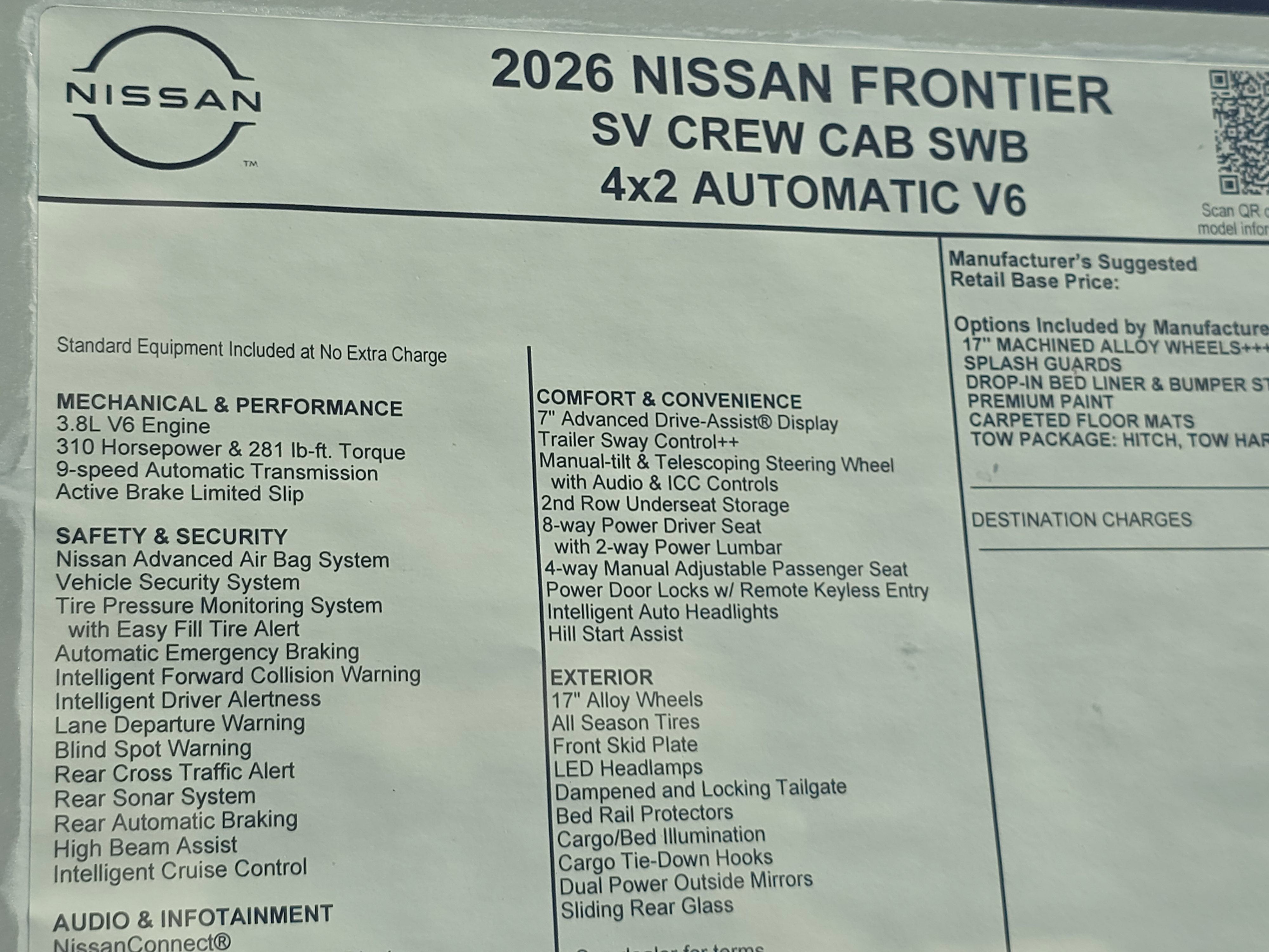 2026 Nissan Frontier SV