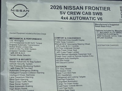 2026 Nissan Frontier SV