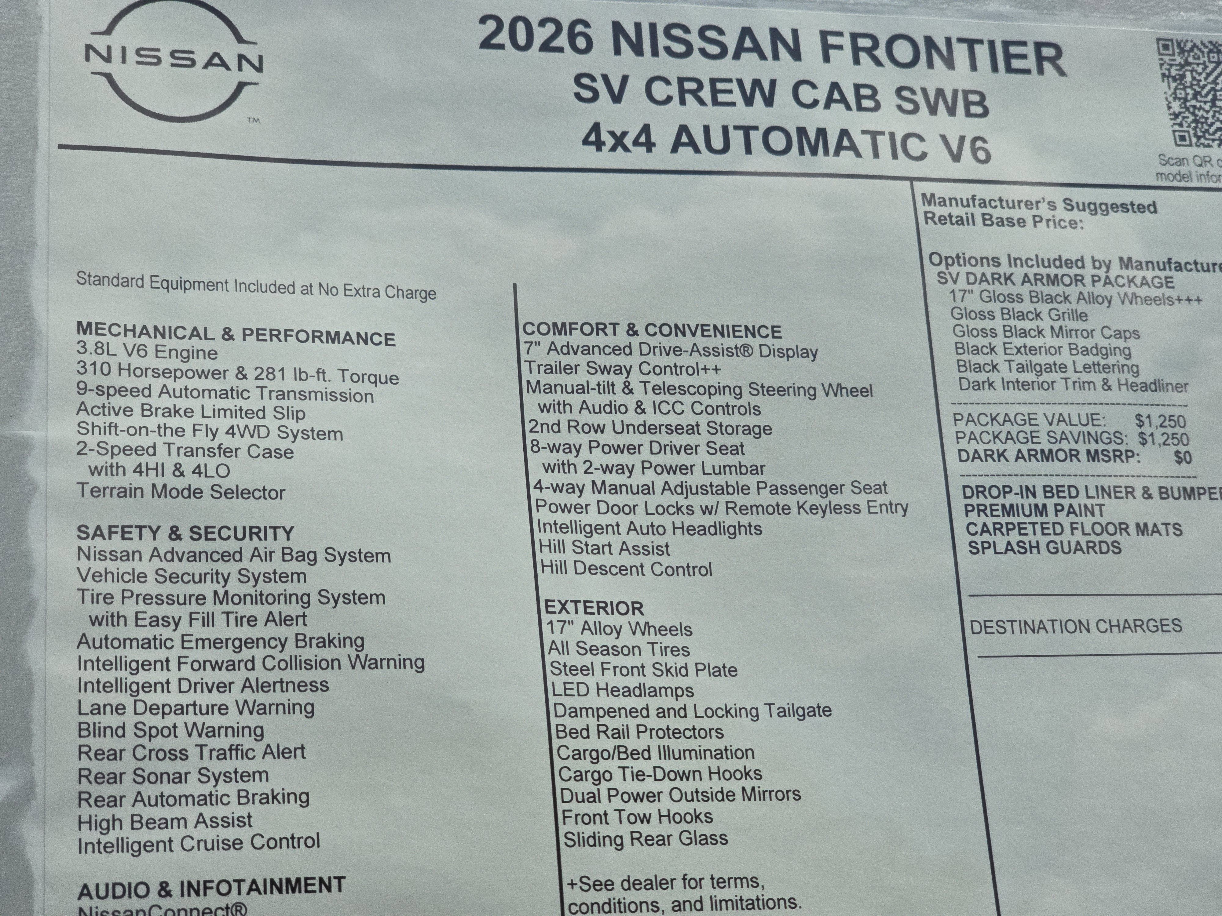 2026 Nissan Frontier SV