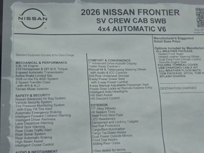 2026 Nissan Frontier SV