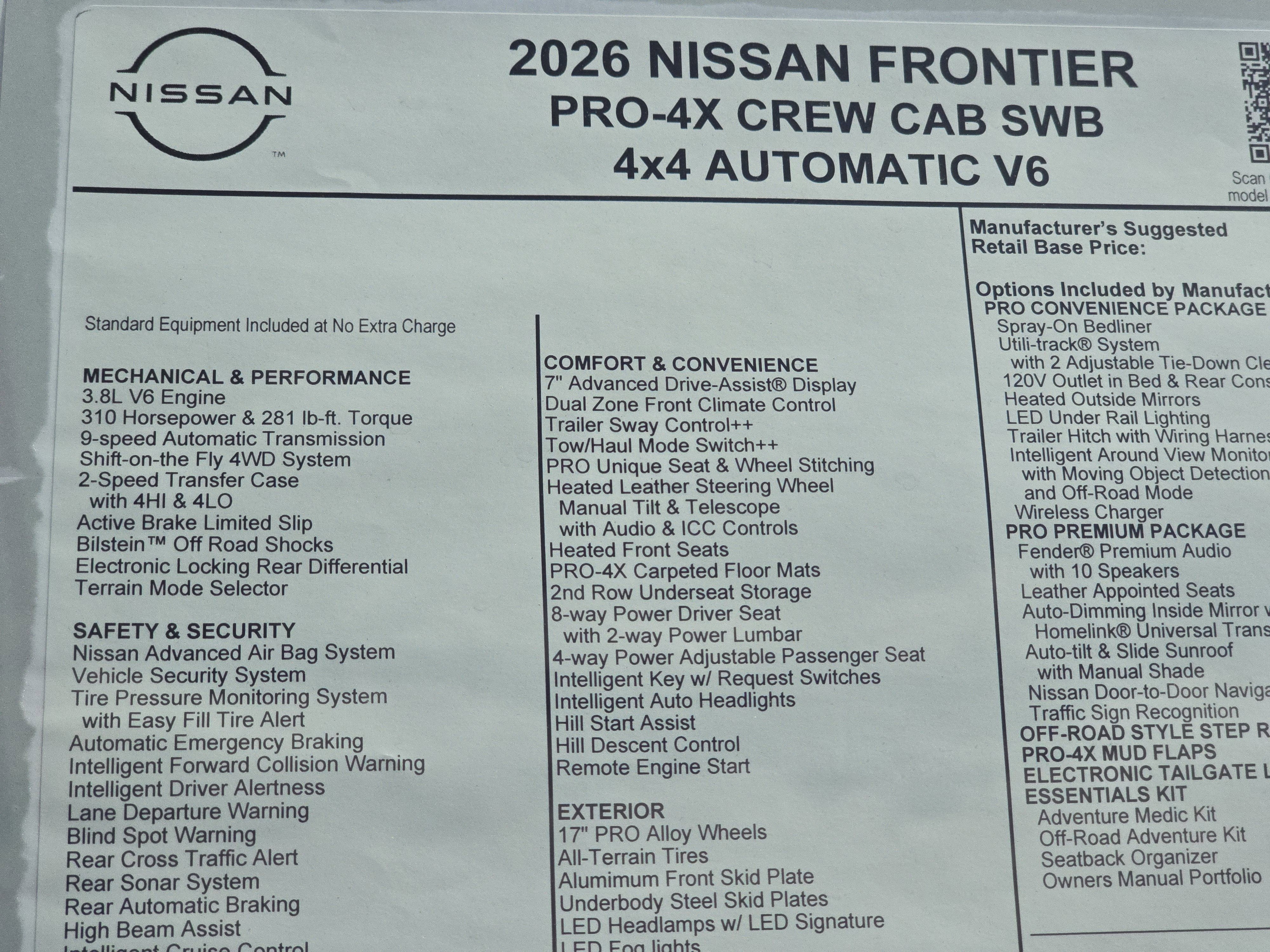 2026 Nissan Frontier PRO-4X