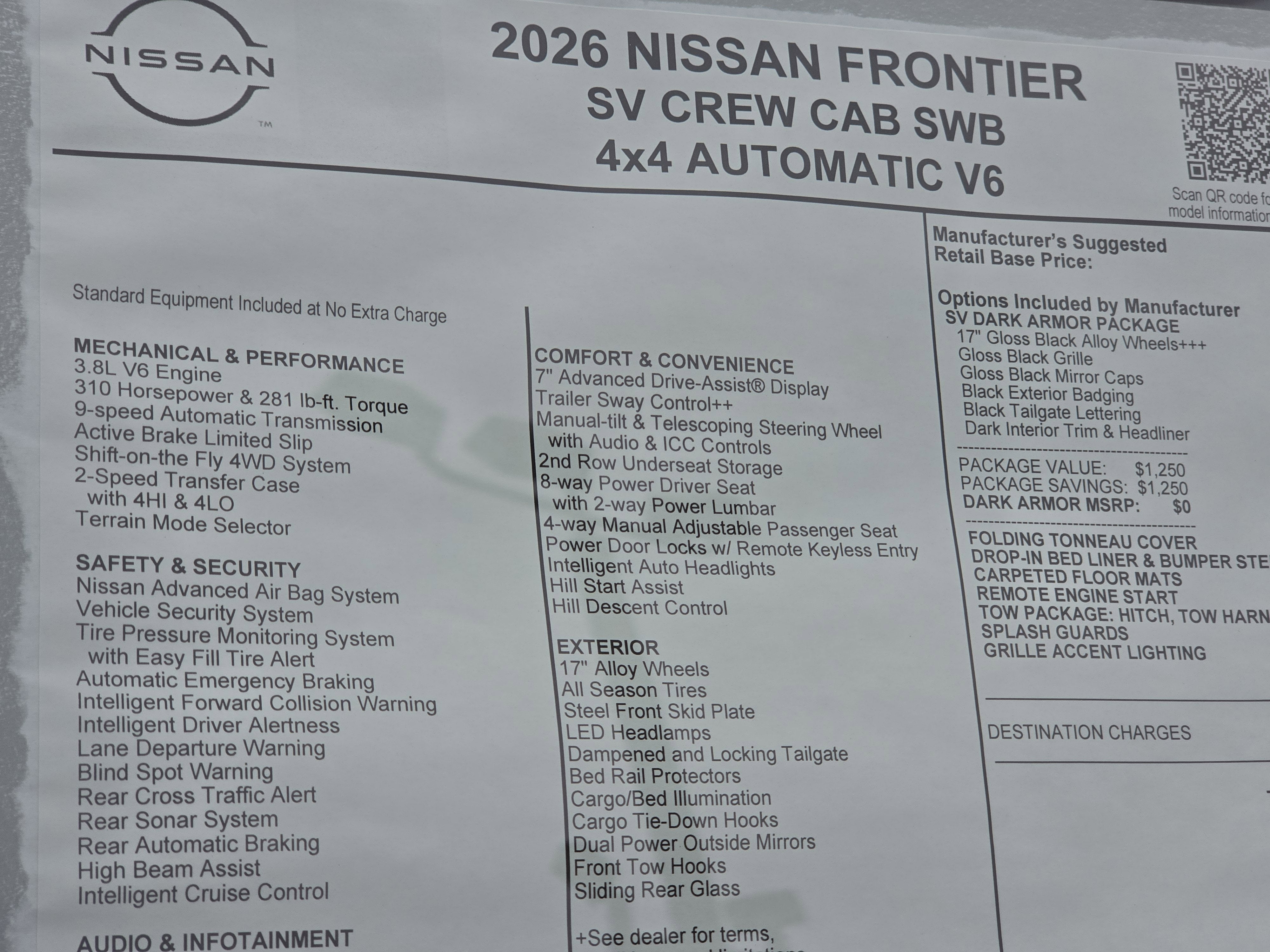 2026 Nissan Frontier SV