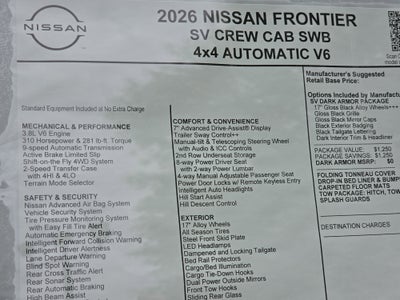 2026 Nissan Frontier SV