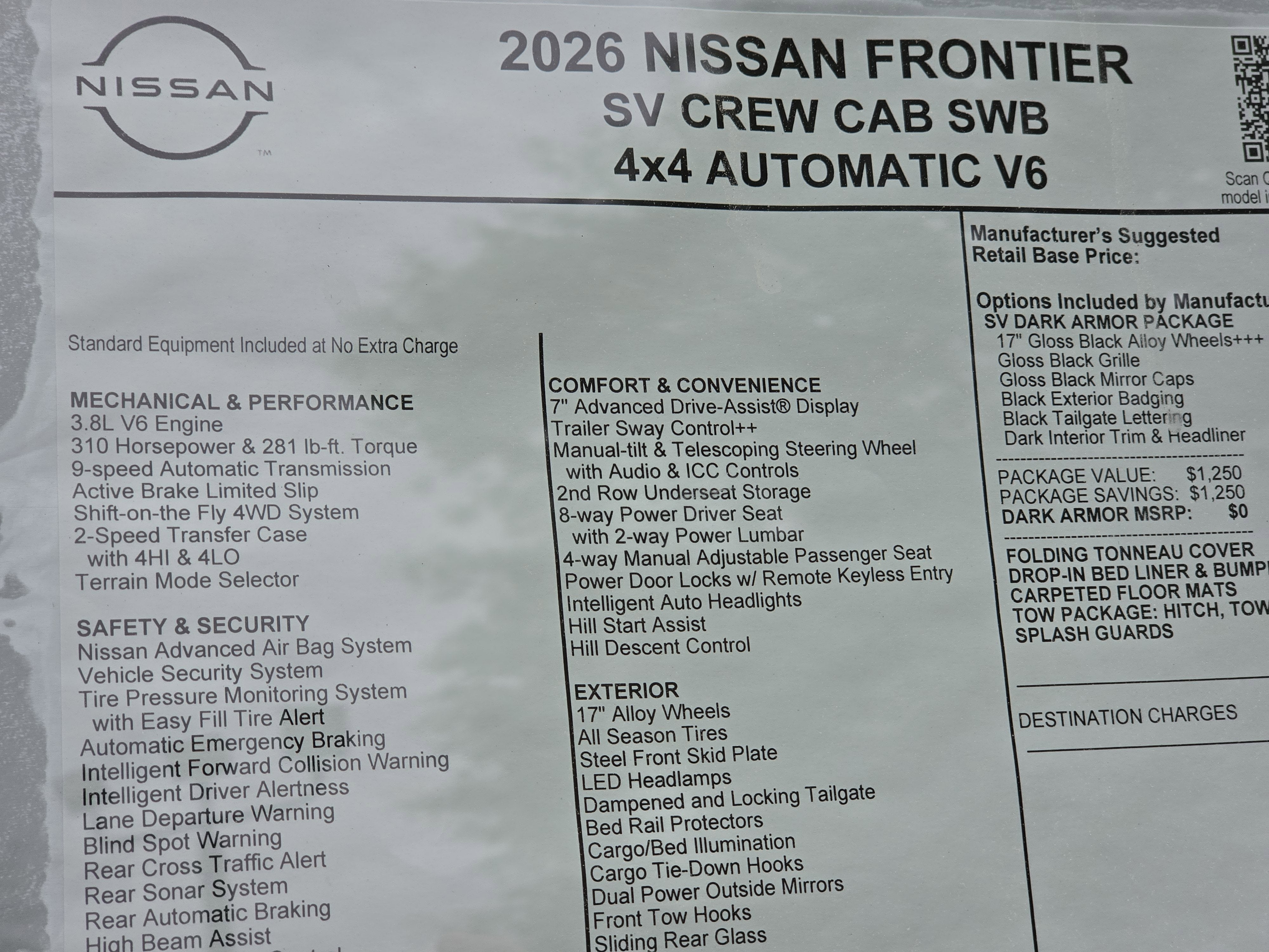 2026 Nissan Frontier SV