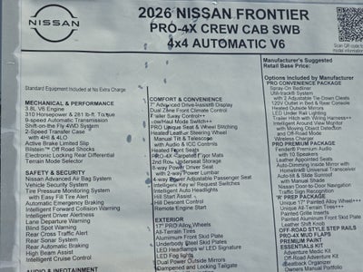 2026 Nissan Frontier PRO-4X w/R Package