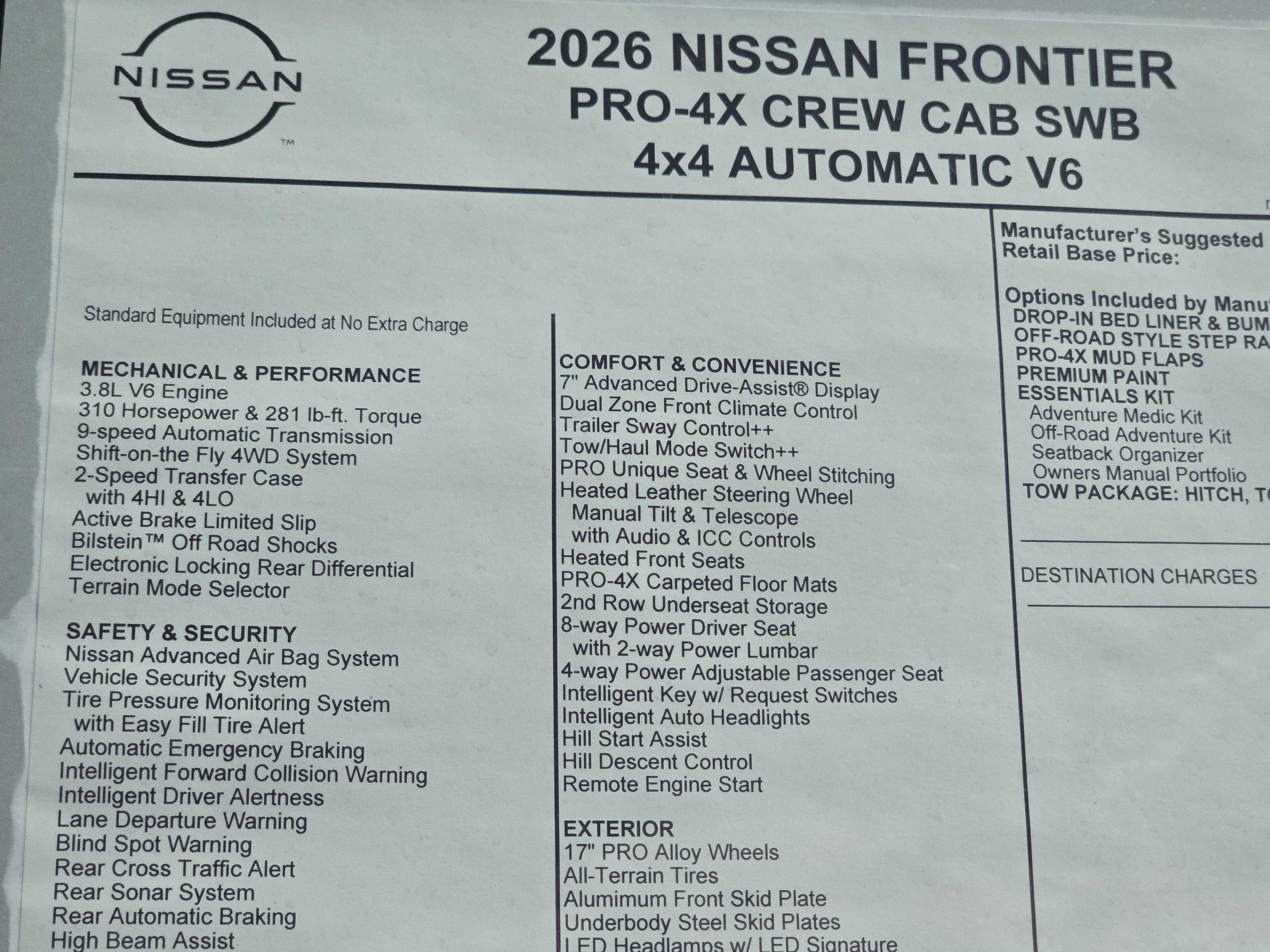 2026 Nissan Frontier PRO-4X