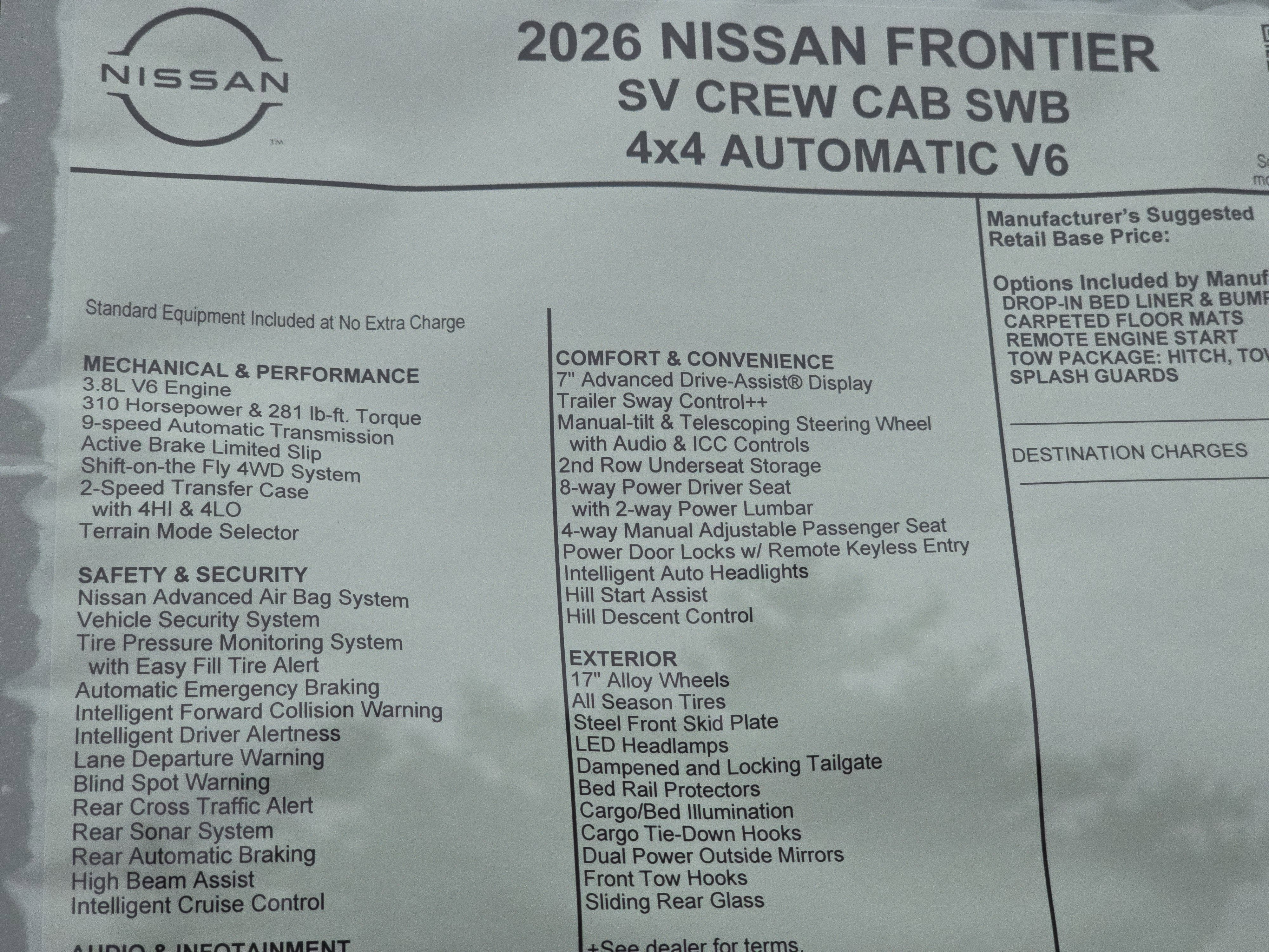 2026 Nissan Frontier SV