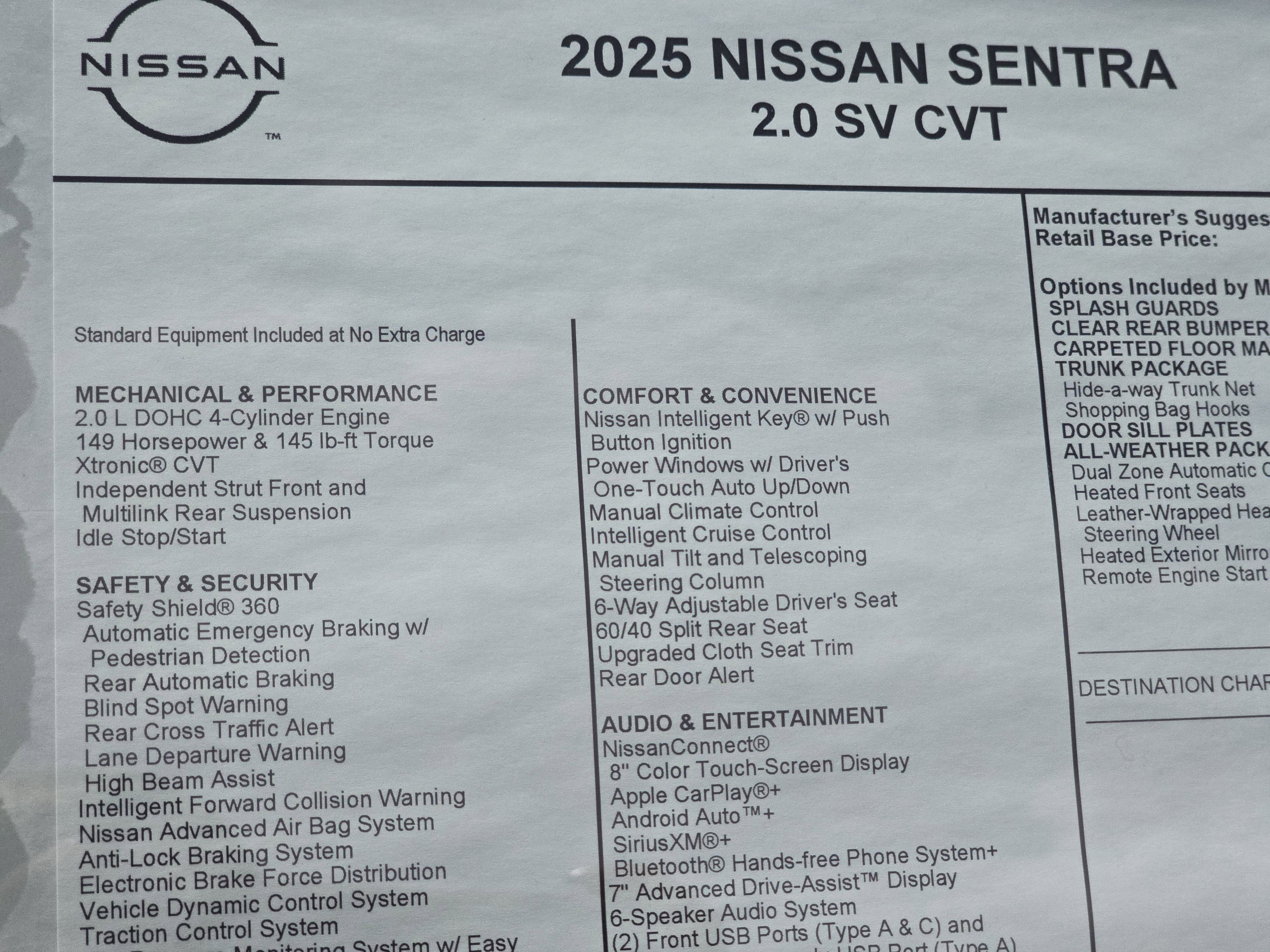 2025 Nissan Sentra SV