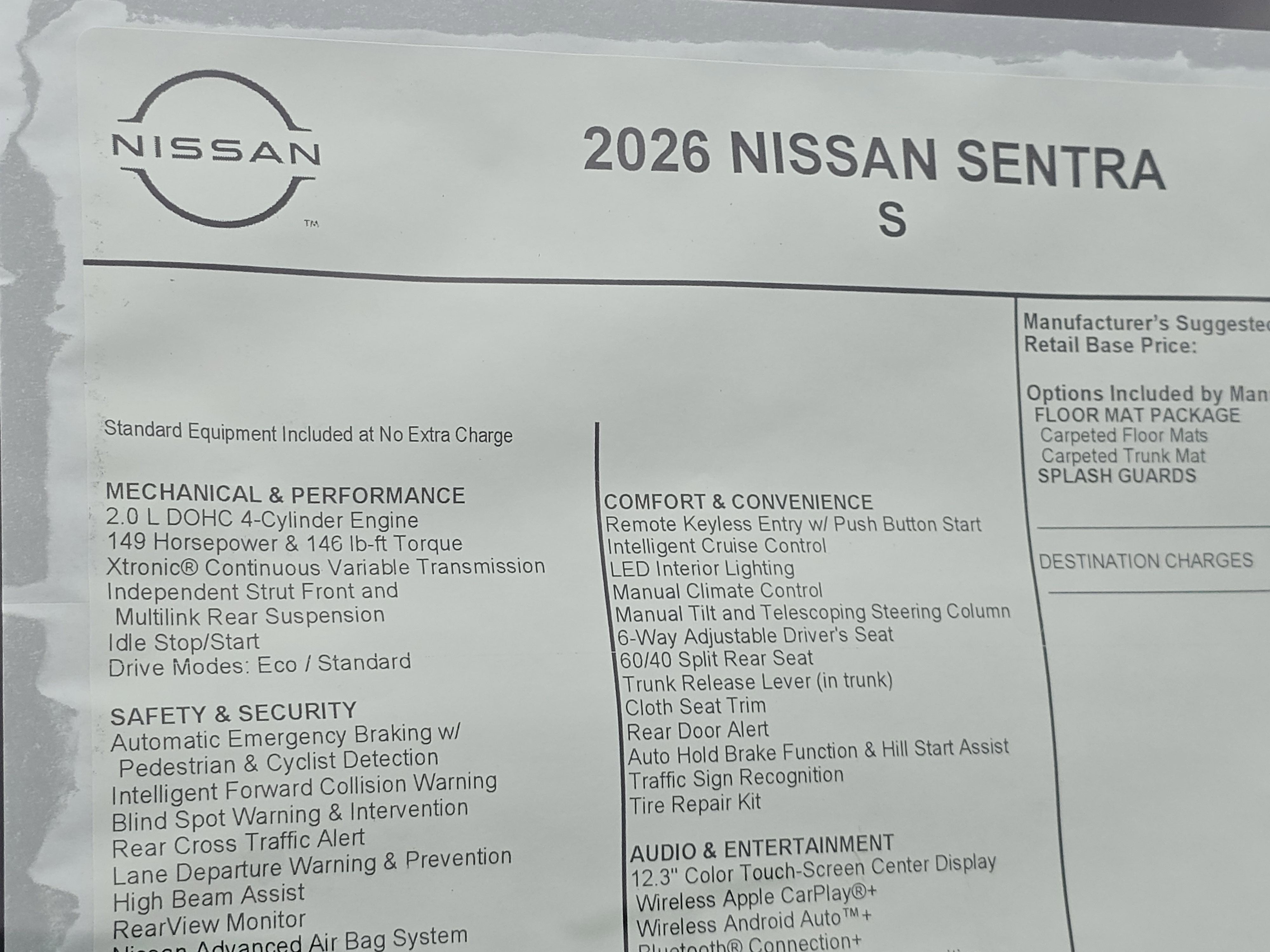 2026 Nissan Sentra S