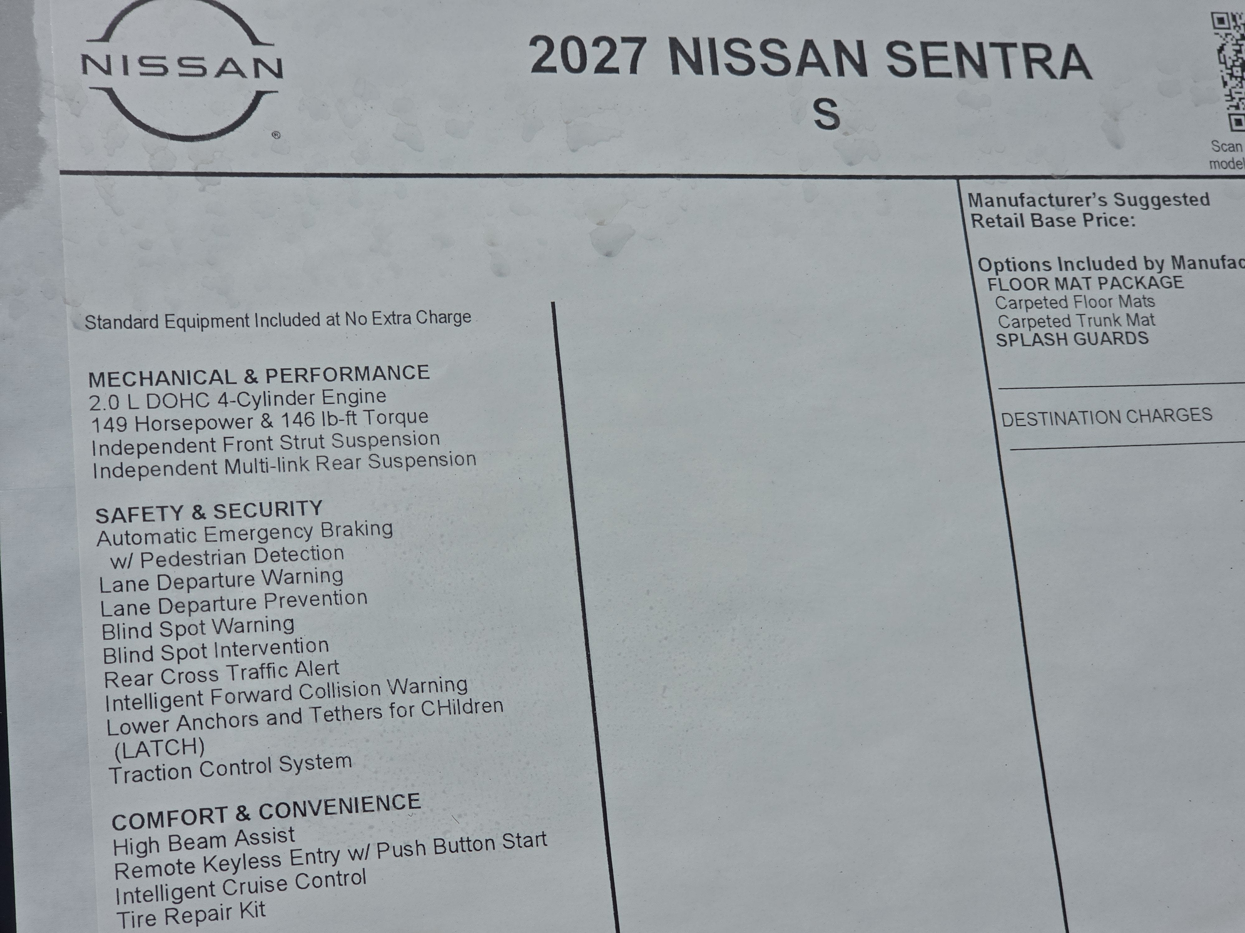 2027 Nissan Sentra S