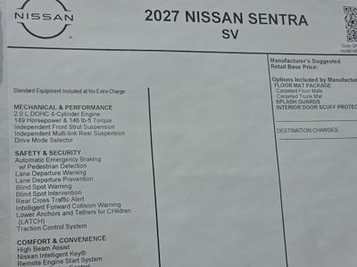 2027 Nissan Sentra SV