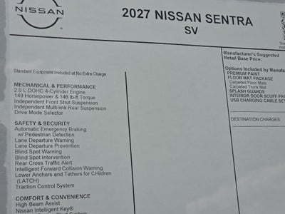 2027 Nissan Sentra SV