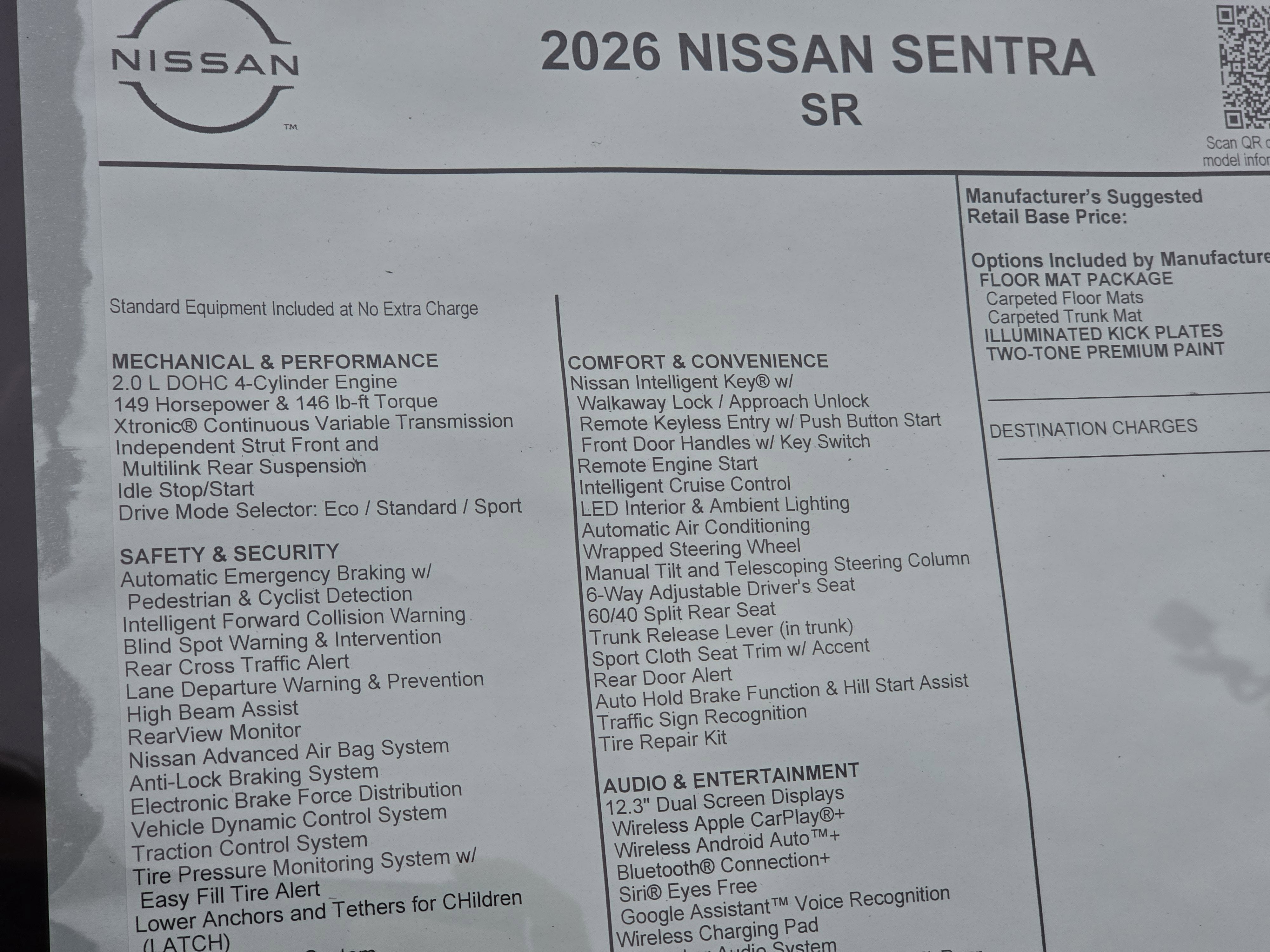 2026 Nissan Sentra SR