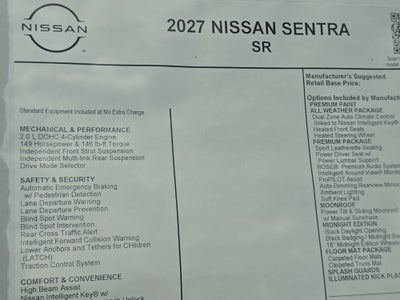 2027 Nissan Sentra SR