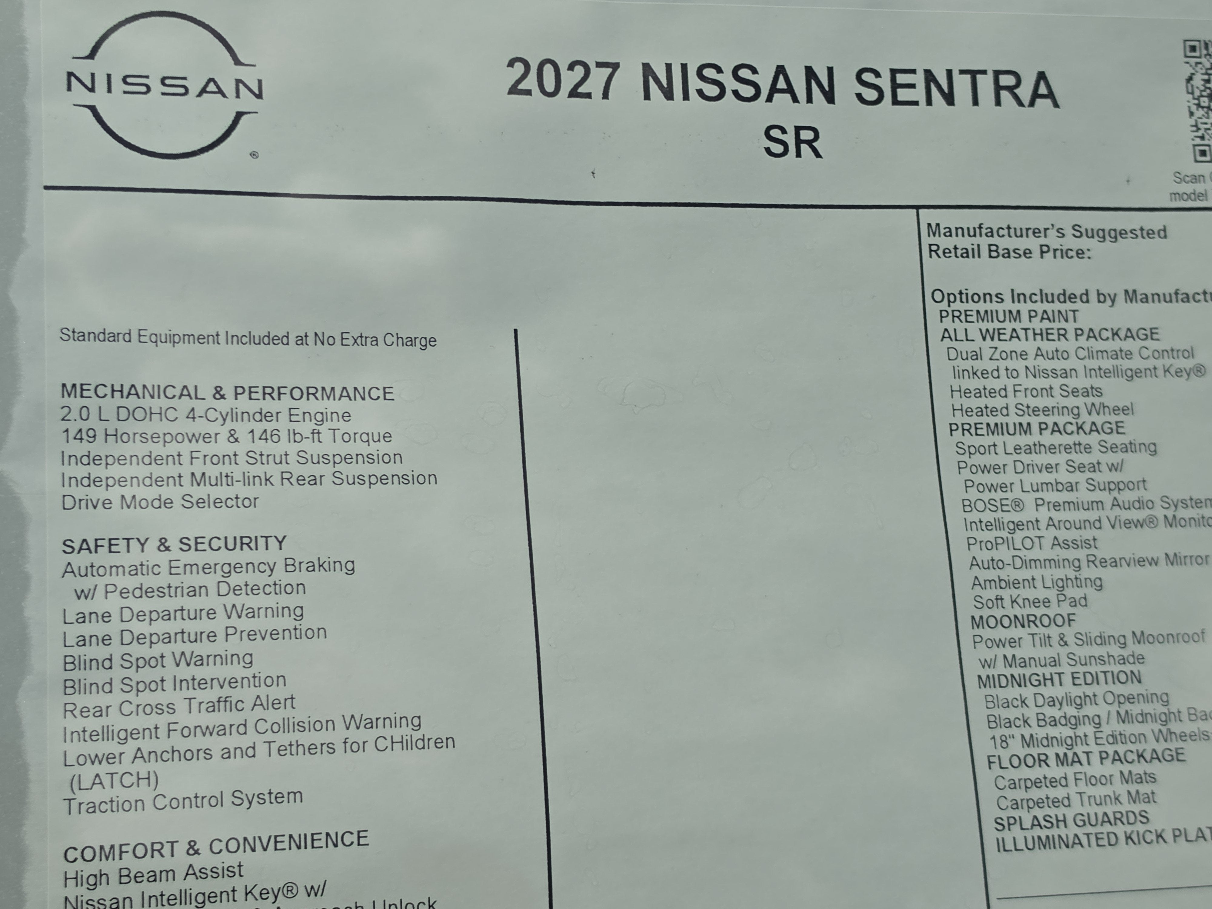 2027 Nissan Sentra SR
