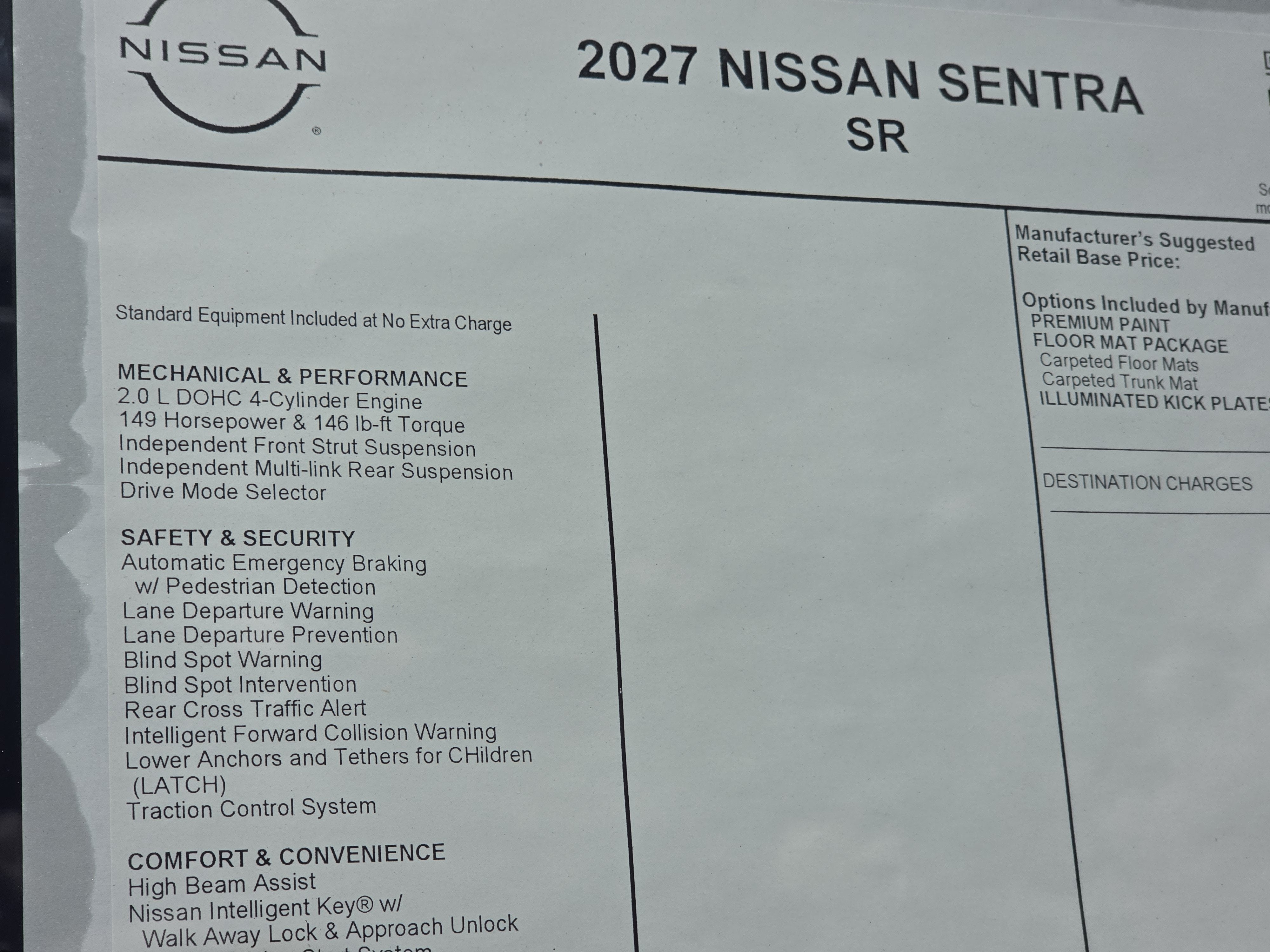 2027 Nissan Sentra SR