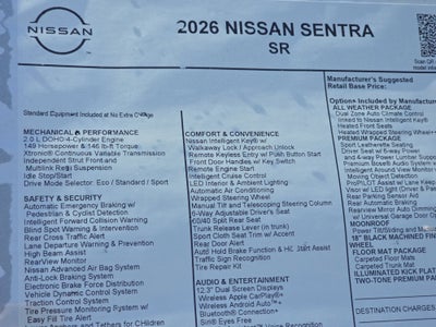 2026 Nissan Sentra SR
