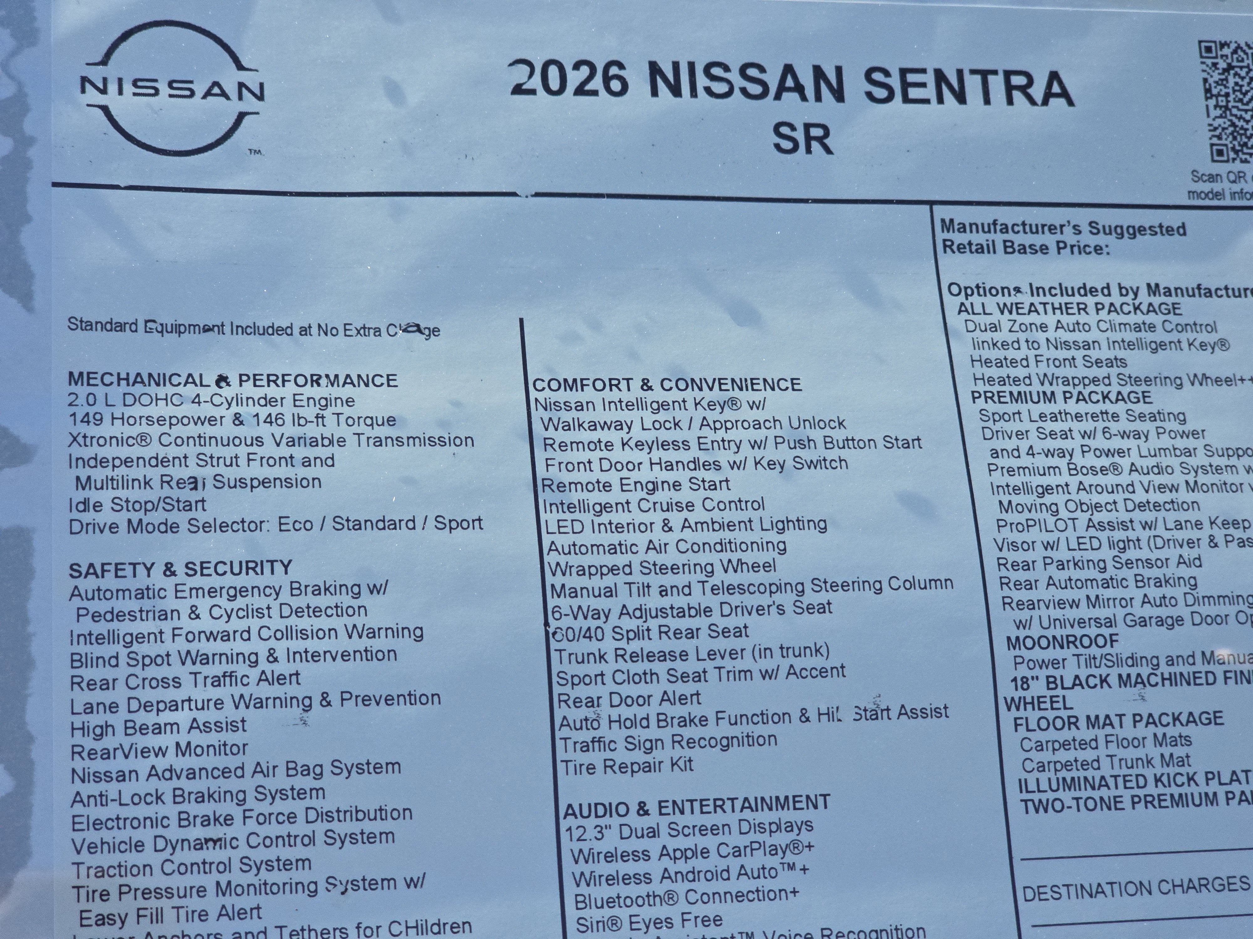 2026 Nissan Sentra SR