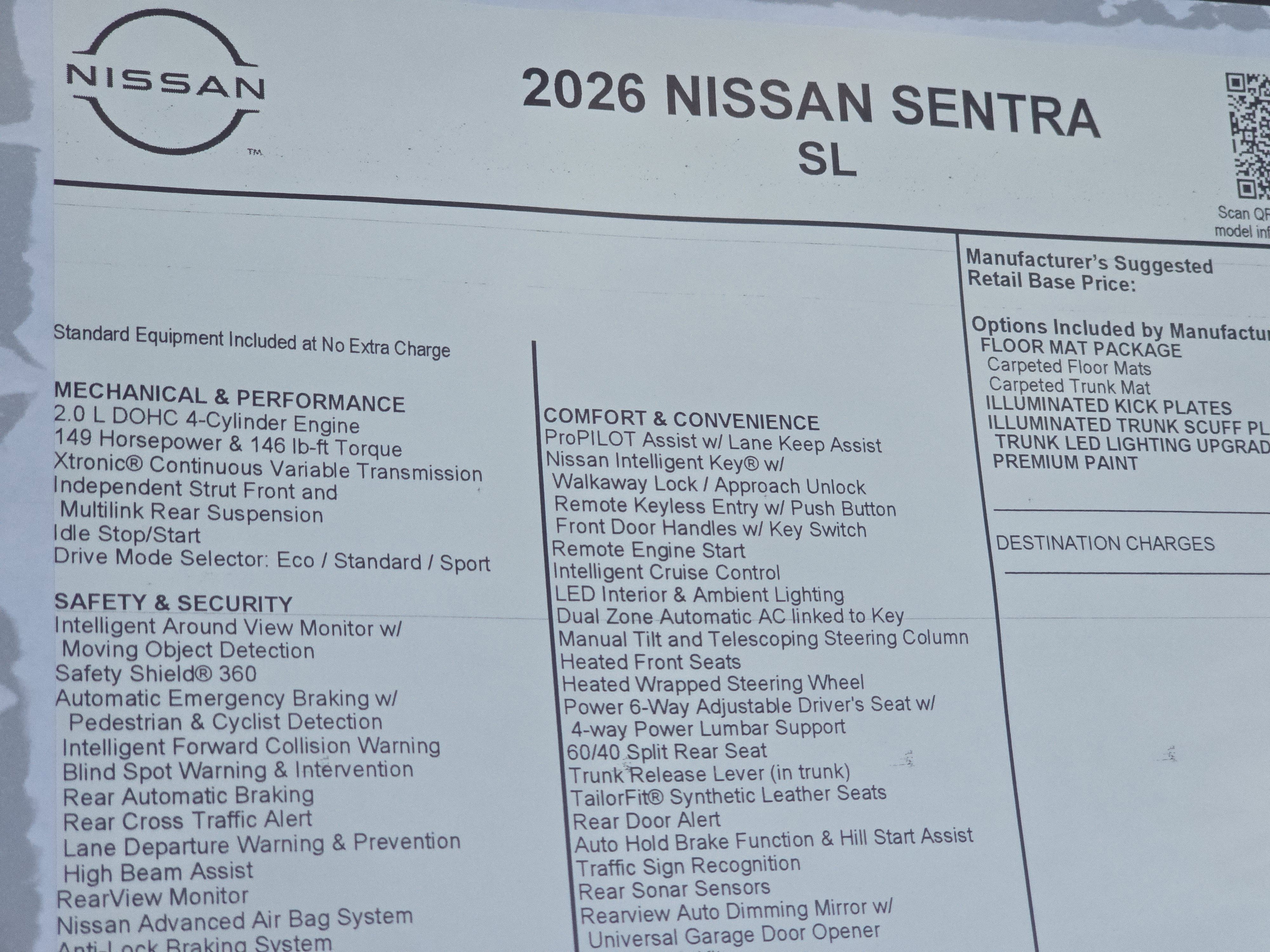 2026 Nissan Sentra SL