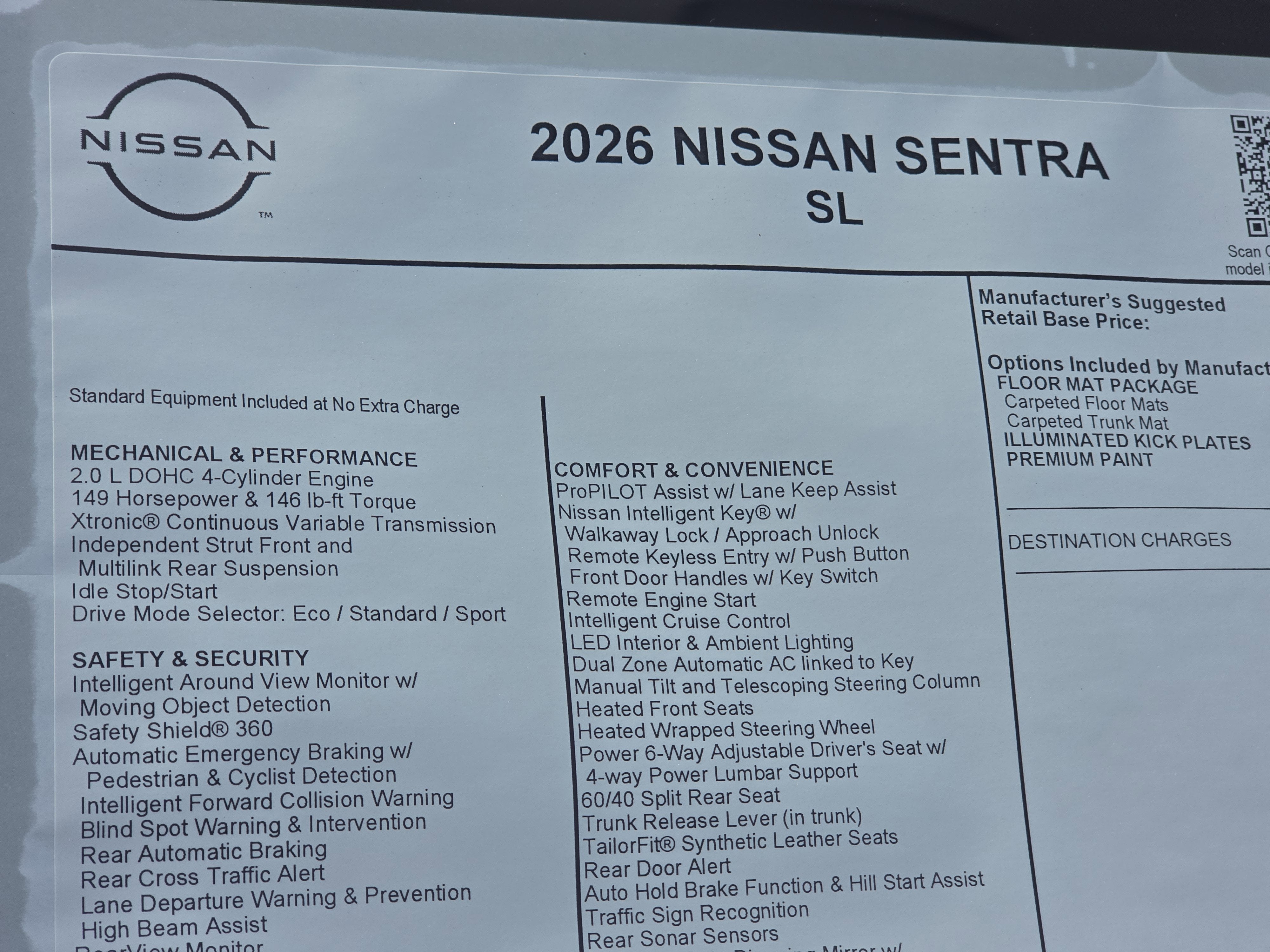 2026 Nissan Sentra SL
