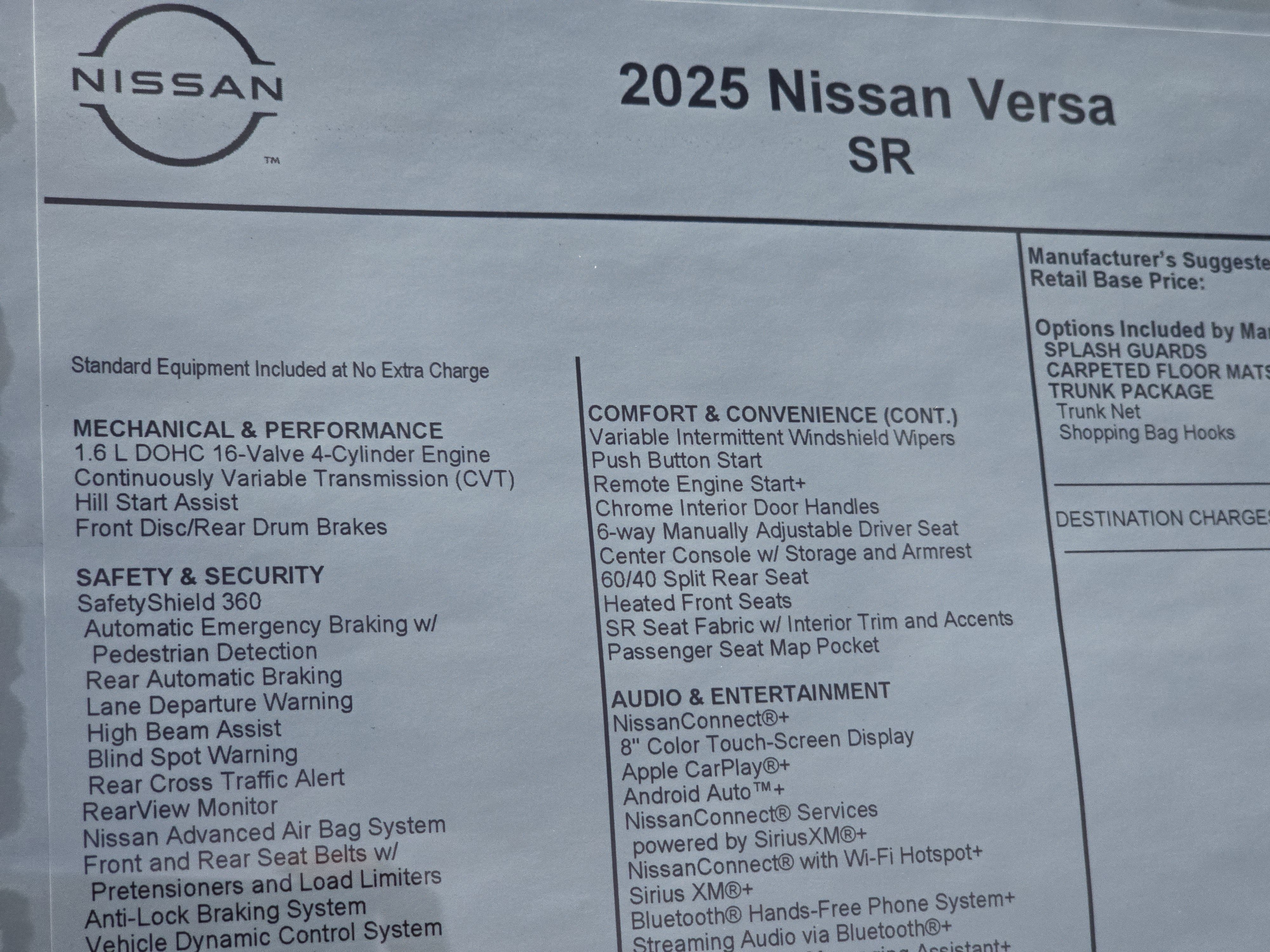 2025 Nissan Versa SR