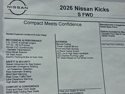2026 Nissan Kicks S